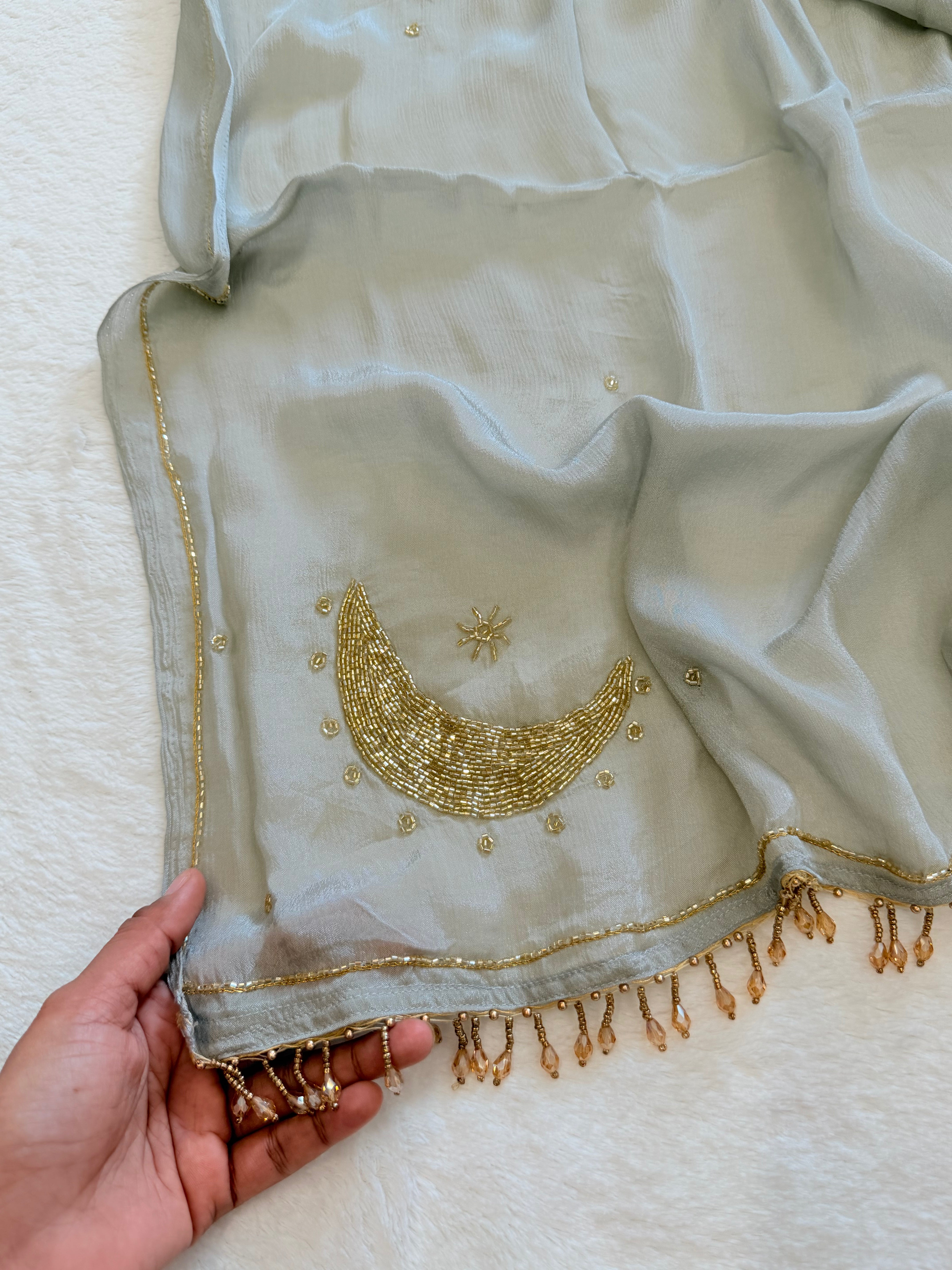 Kanika grey handwork saree