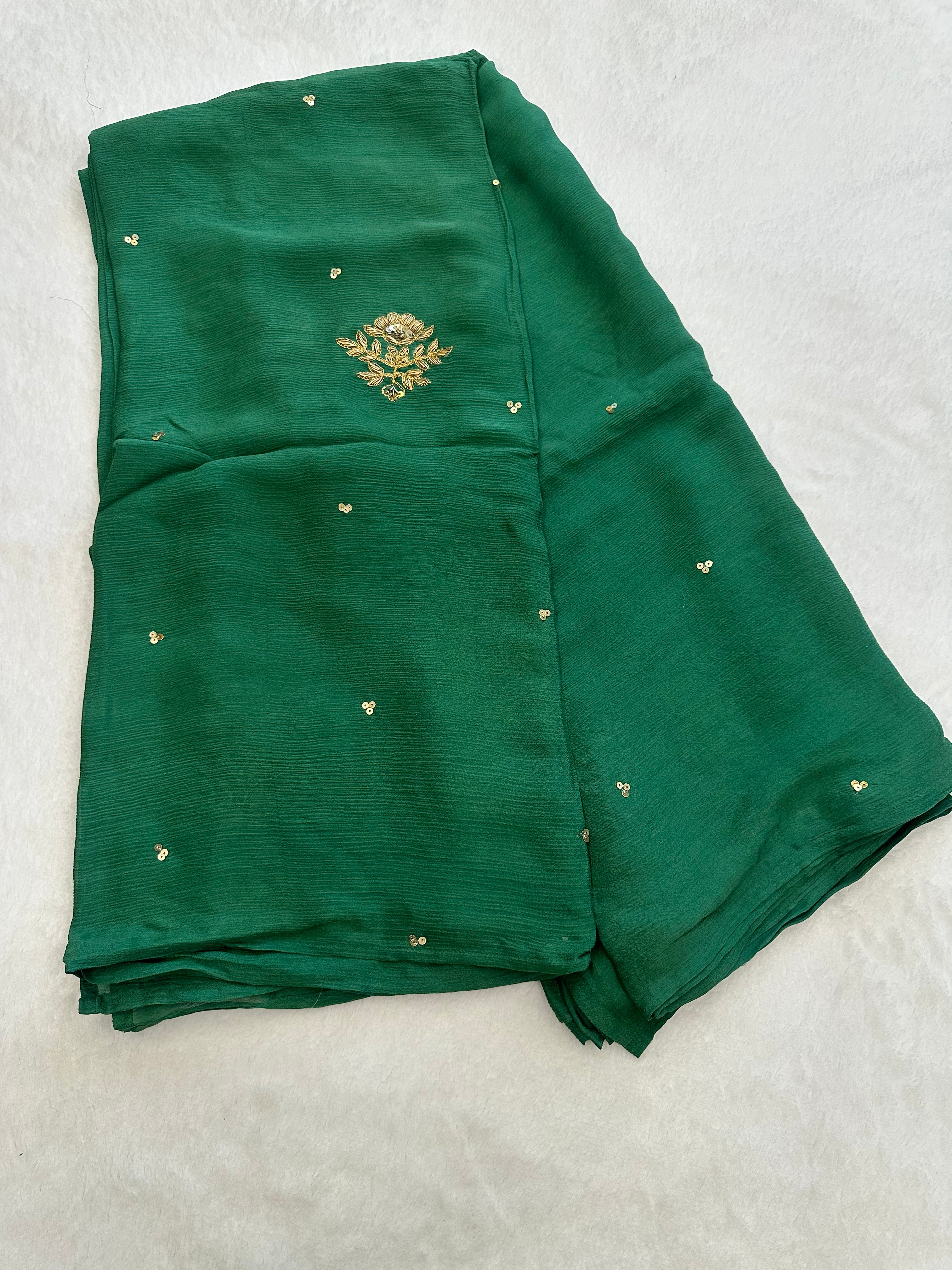 Green Chiffon Saree