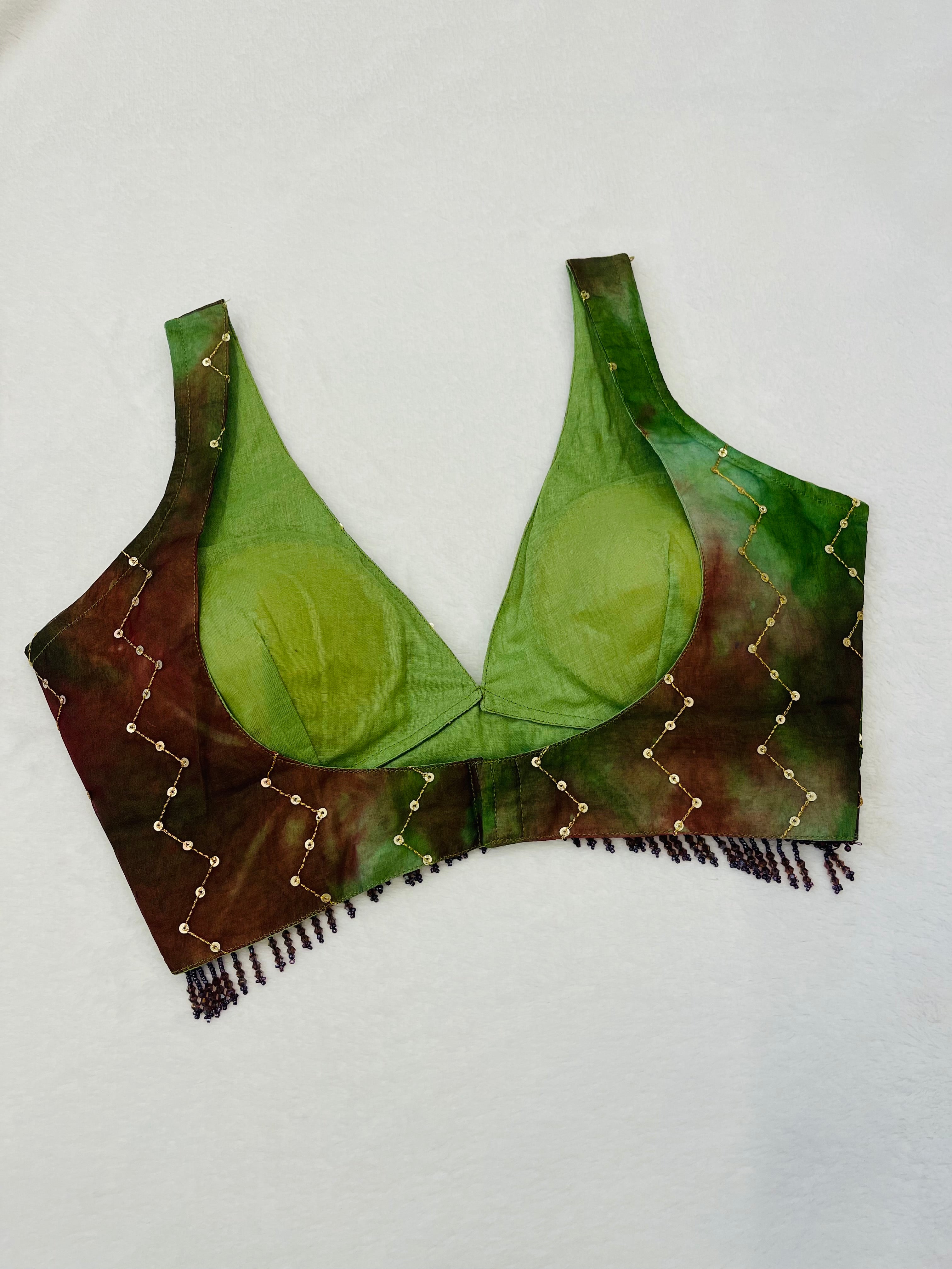 Divine Green Maroon Blouse