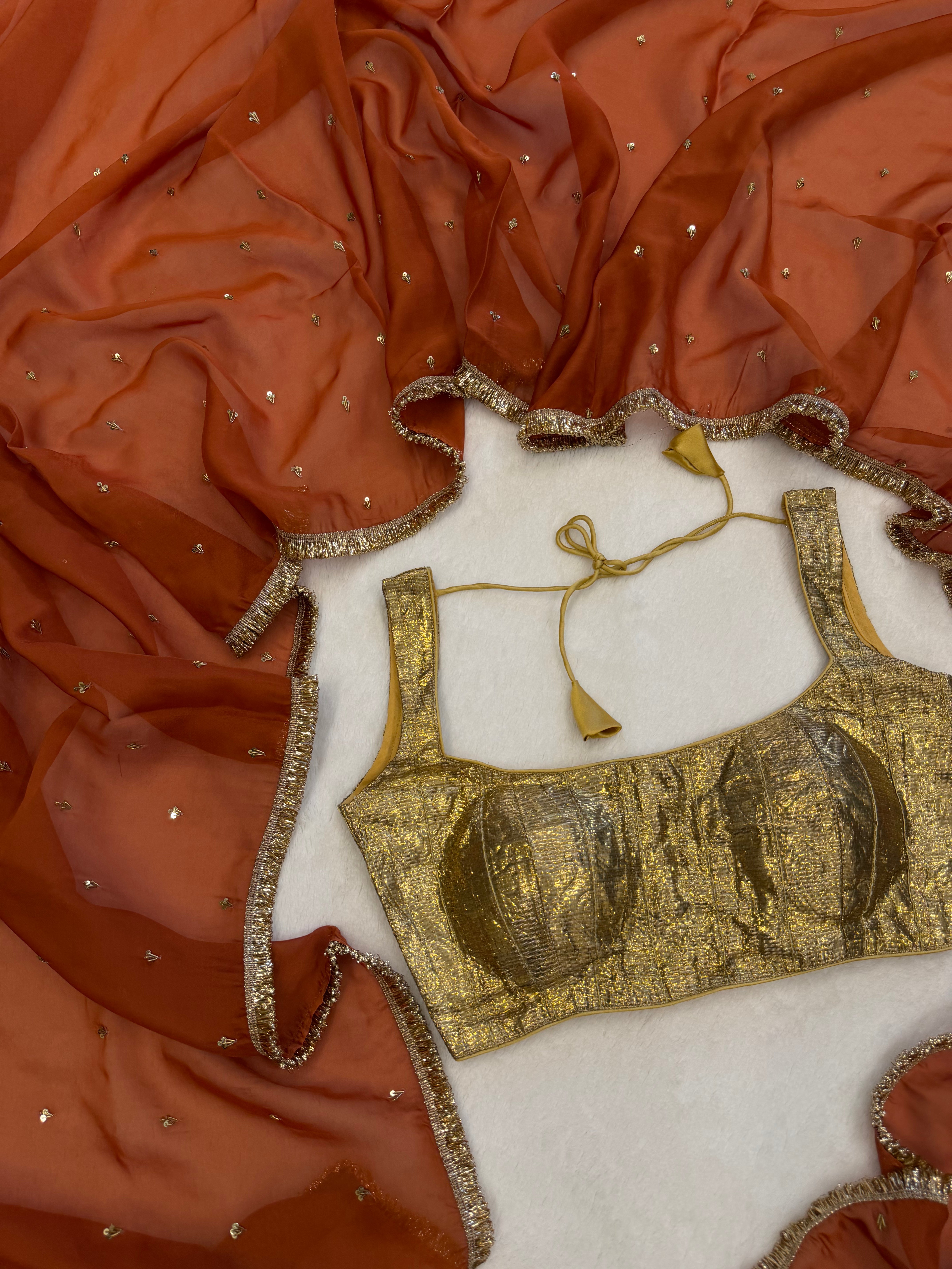 Orange Sky Handwork Saree