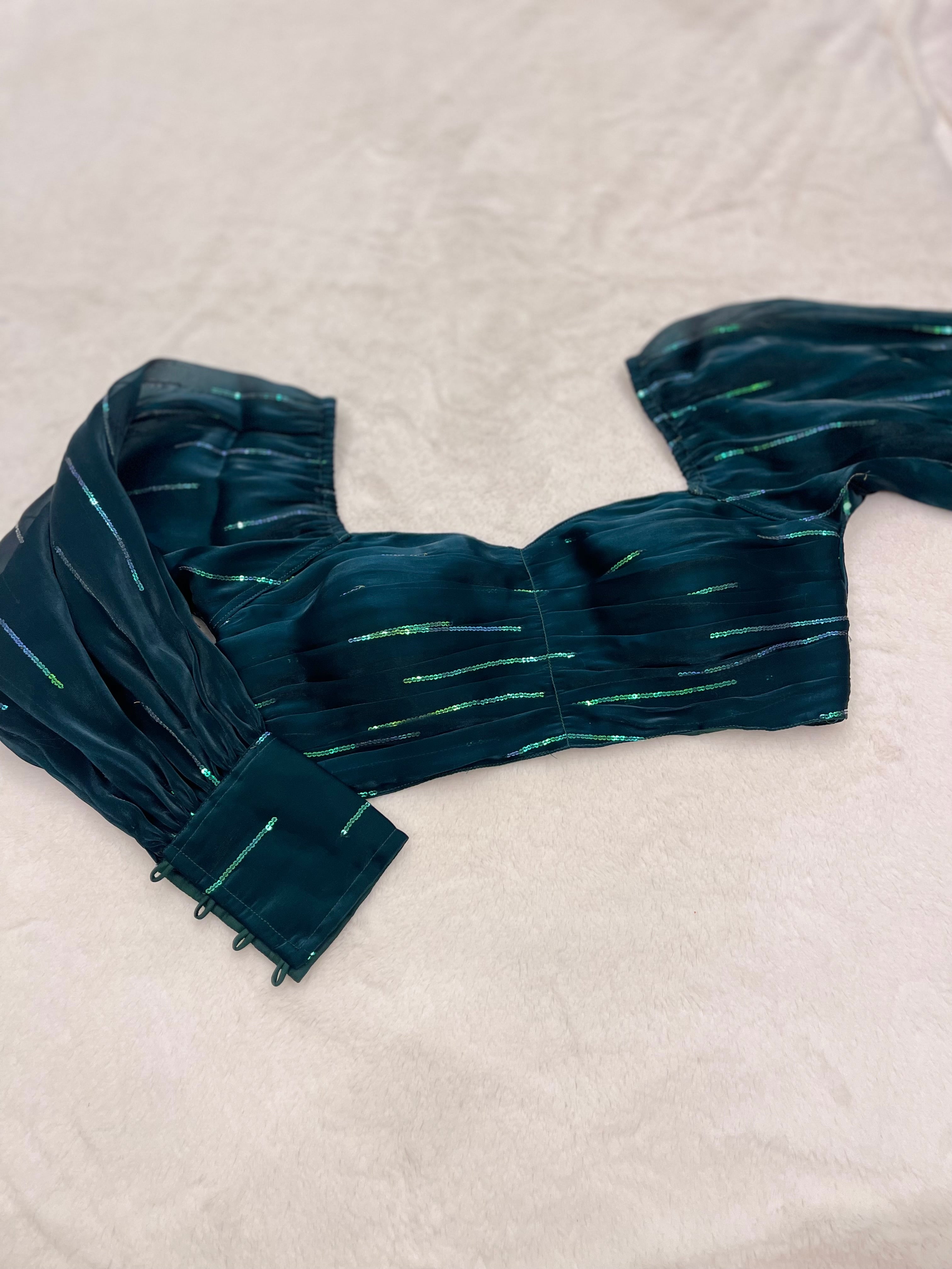 Divine Teal Blue Full sleeves Blouse