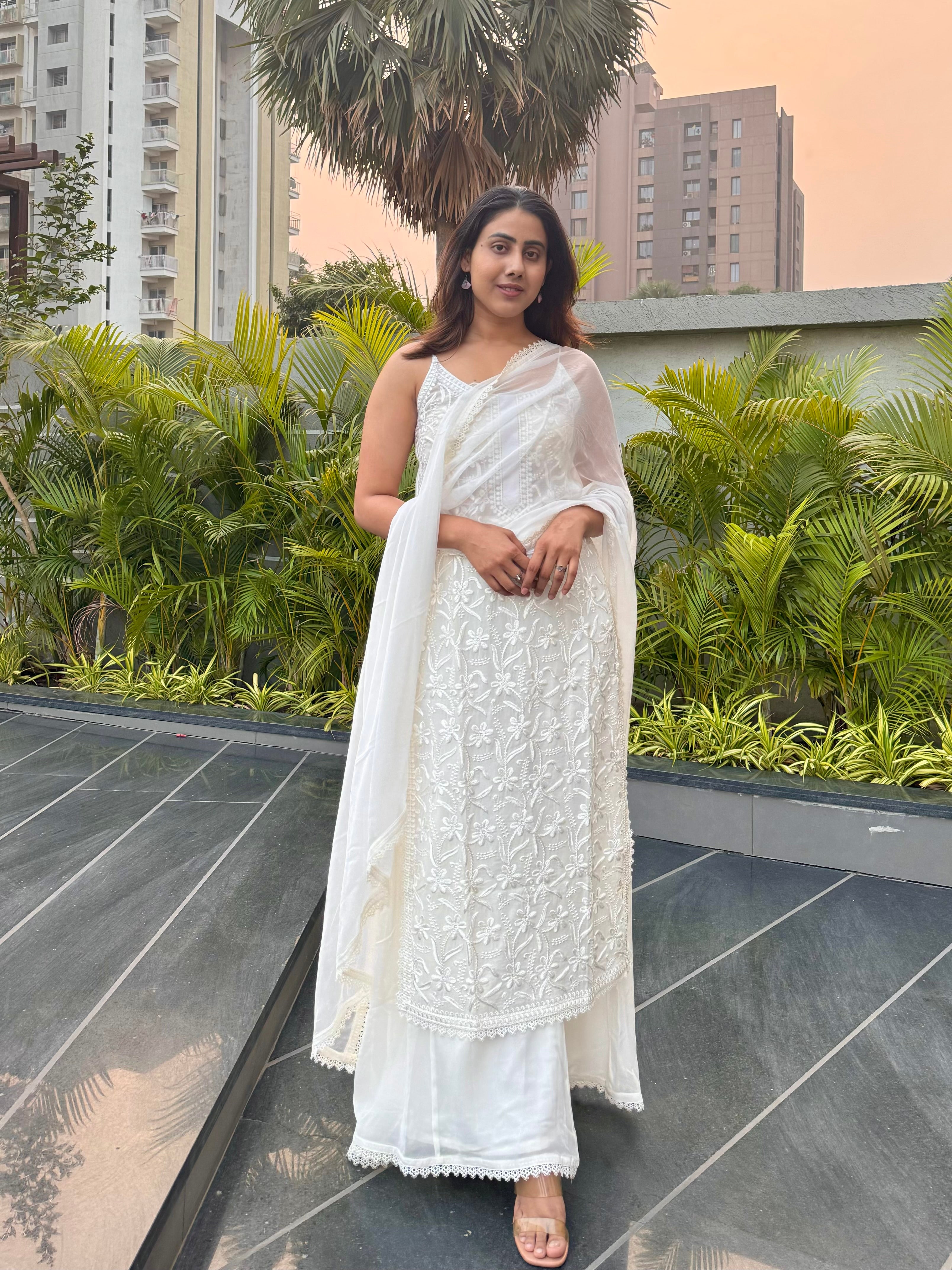 Aradhya ivory white suit set