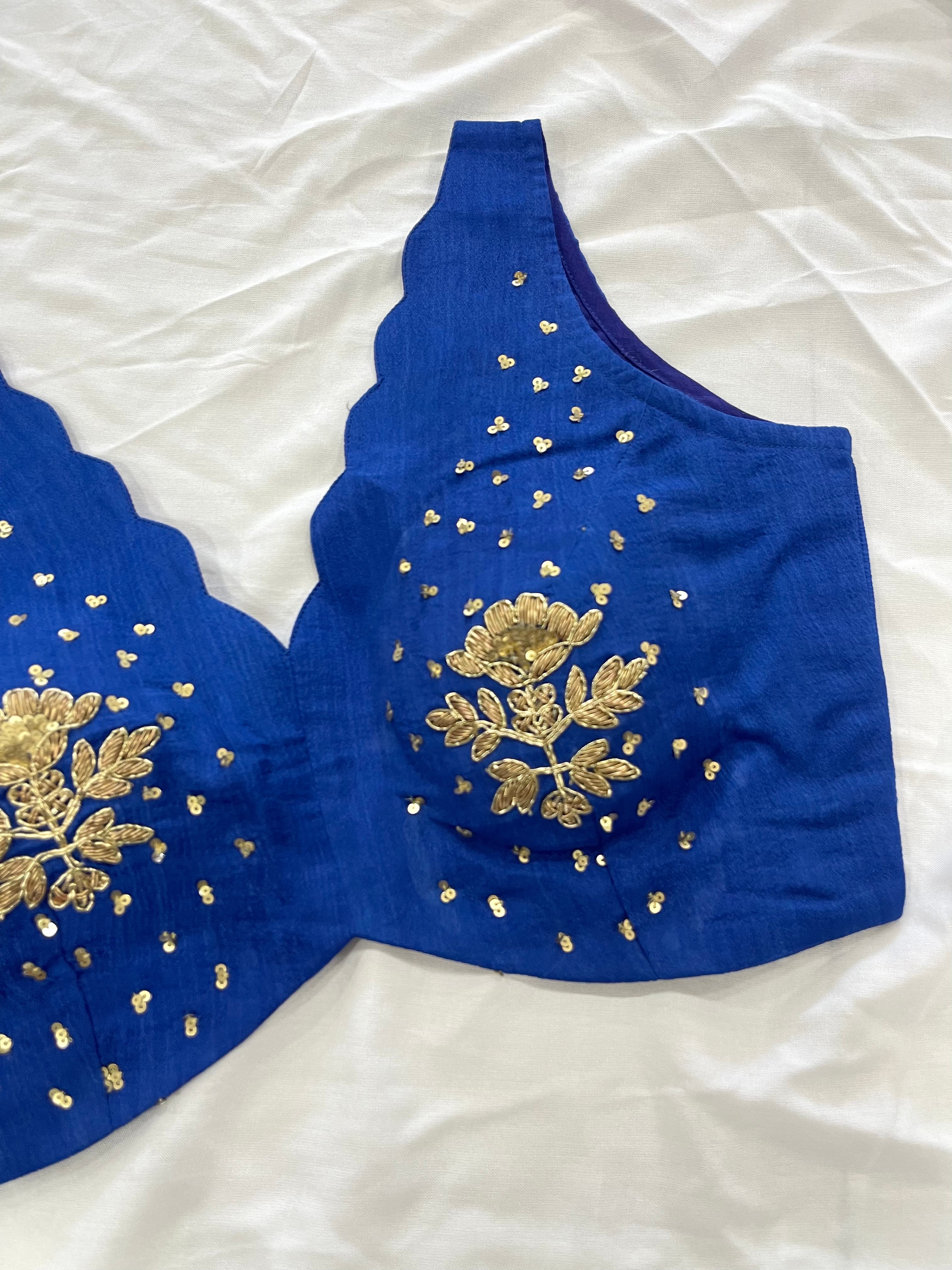 Ink Blue Chiffon Handwork Blouse