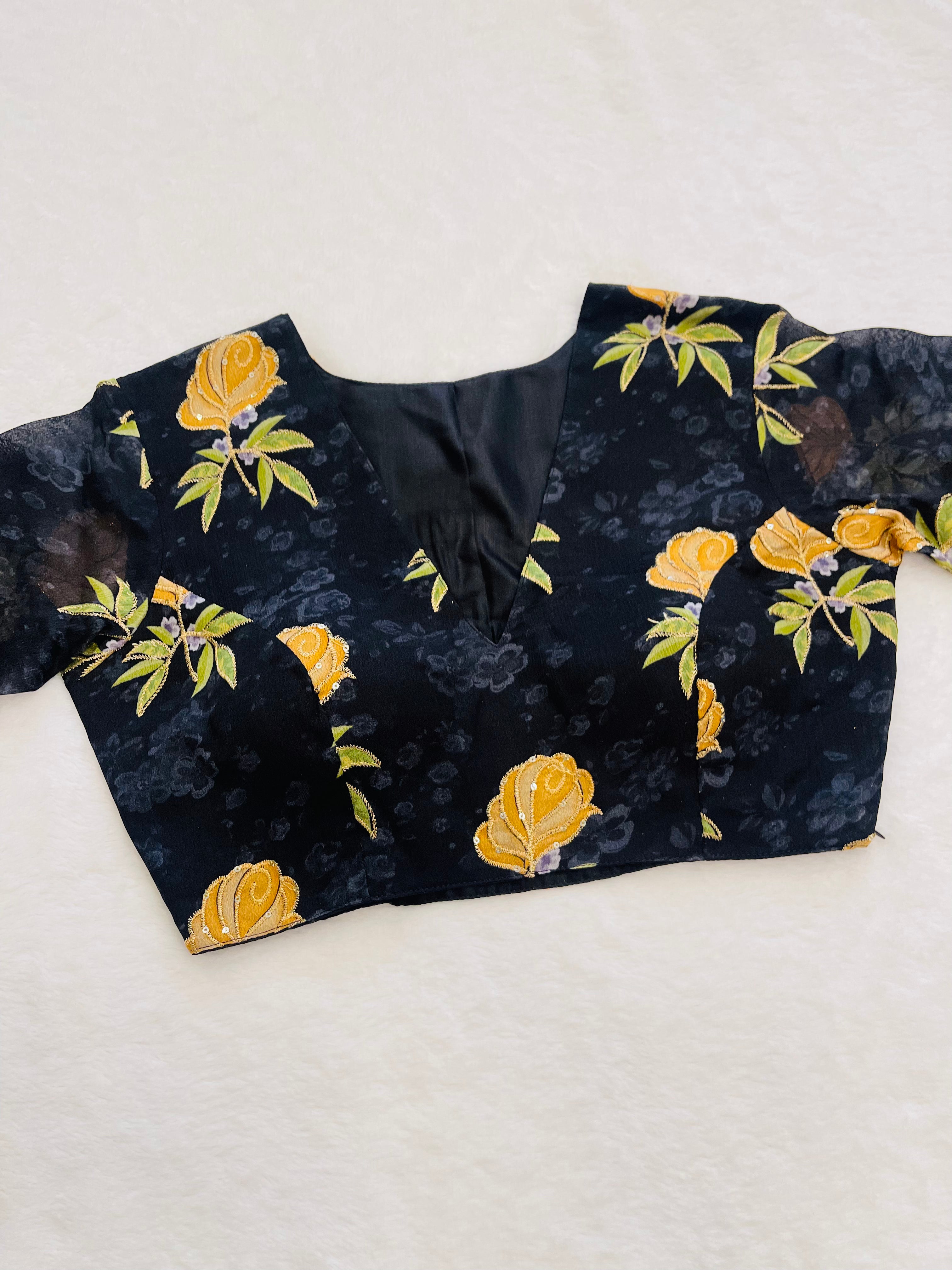 Divine Black Flower blouse