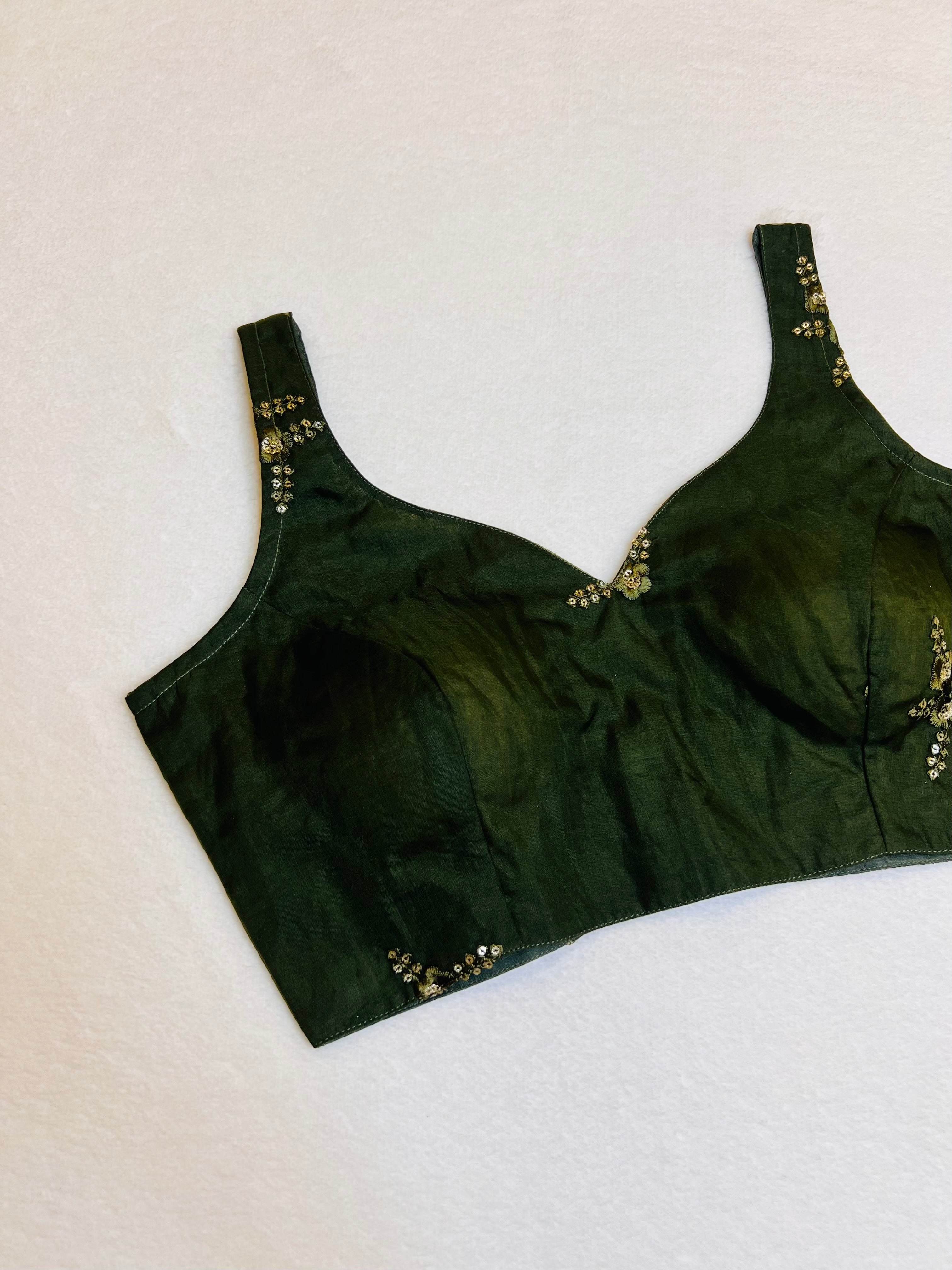 Kashish Organza Dark Green Blouse