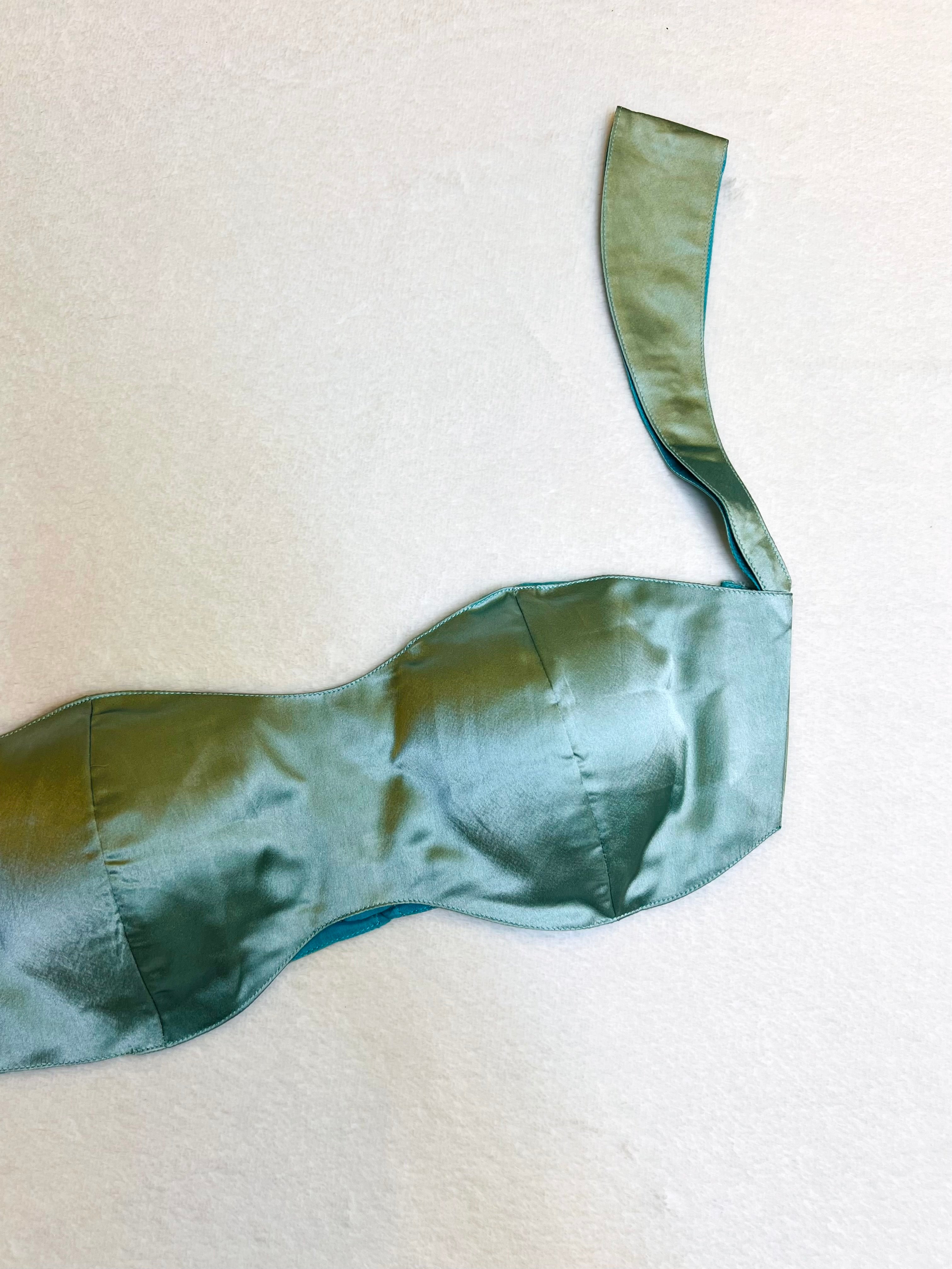 Ice Blue Satin Fully Stitched Padded Sleeveless Sweetheart Neck Blouse for Women