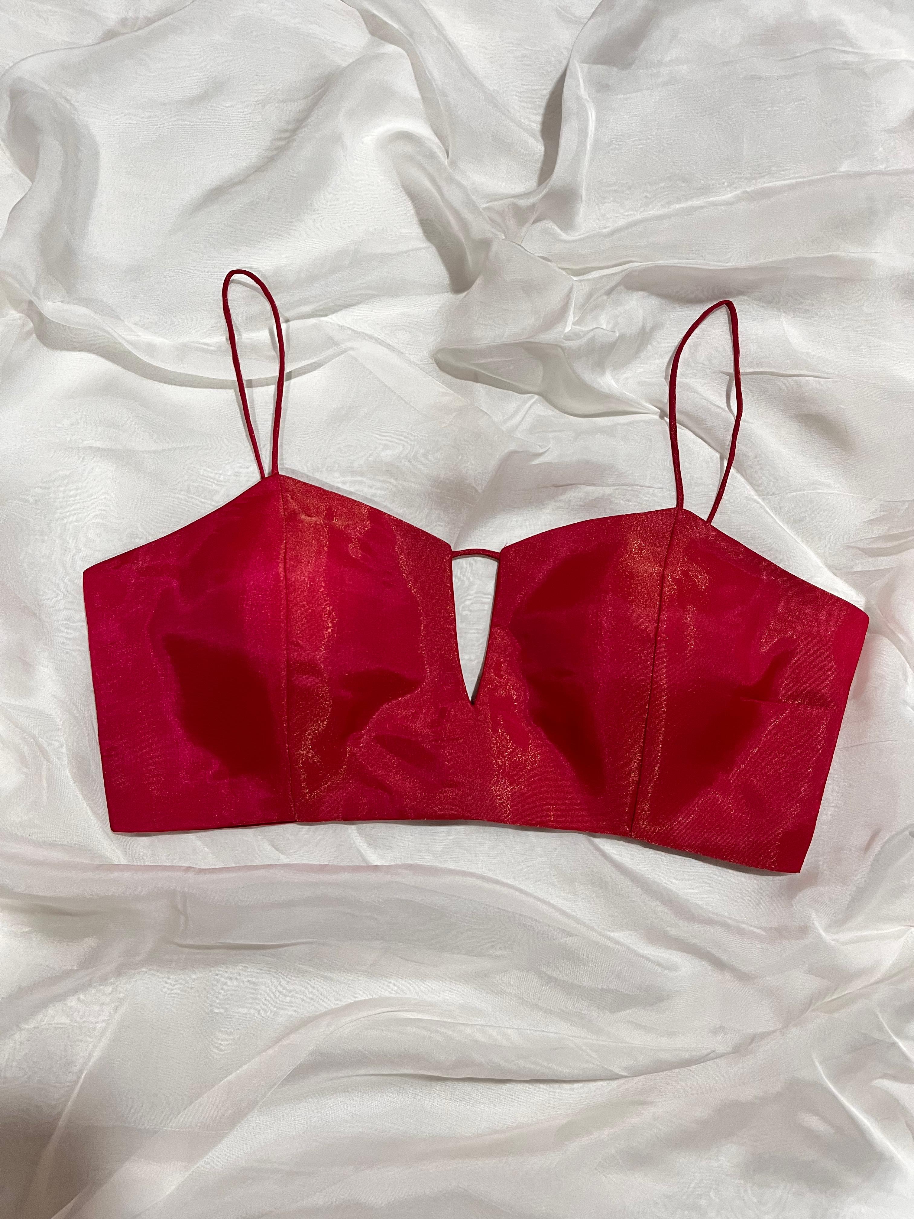 Magenta Pink Tissue Silk Sleeveless Dress with V-Neck and Padded Cups