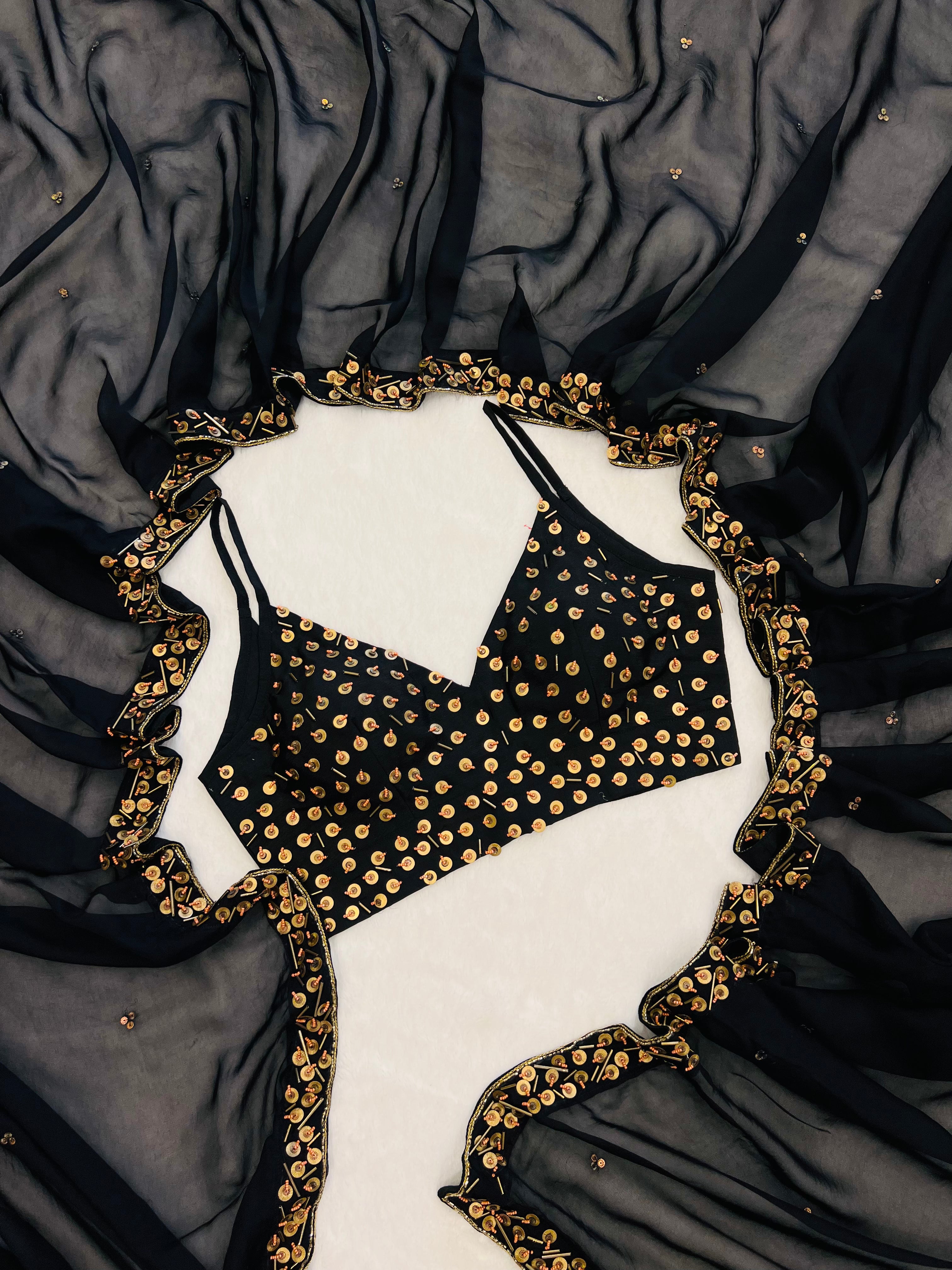 “Black embroidered saree by Sazrika”