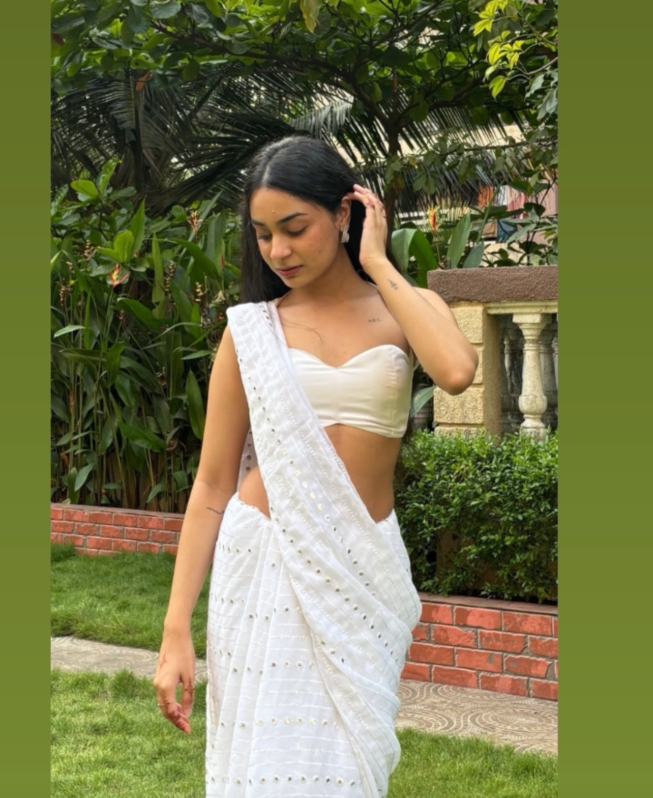 Off White Satin Blouse for Women with Sweetheart Neckline