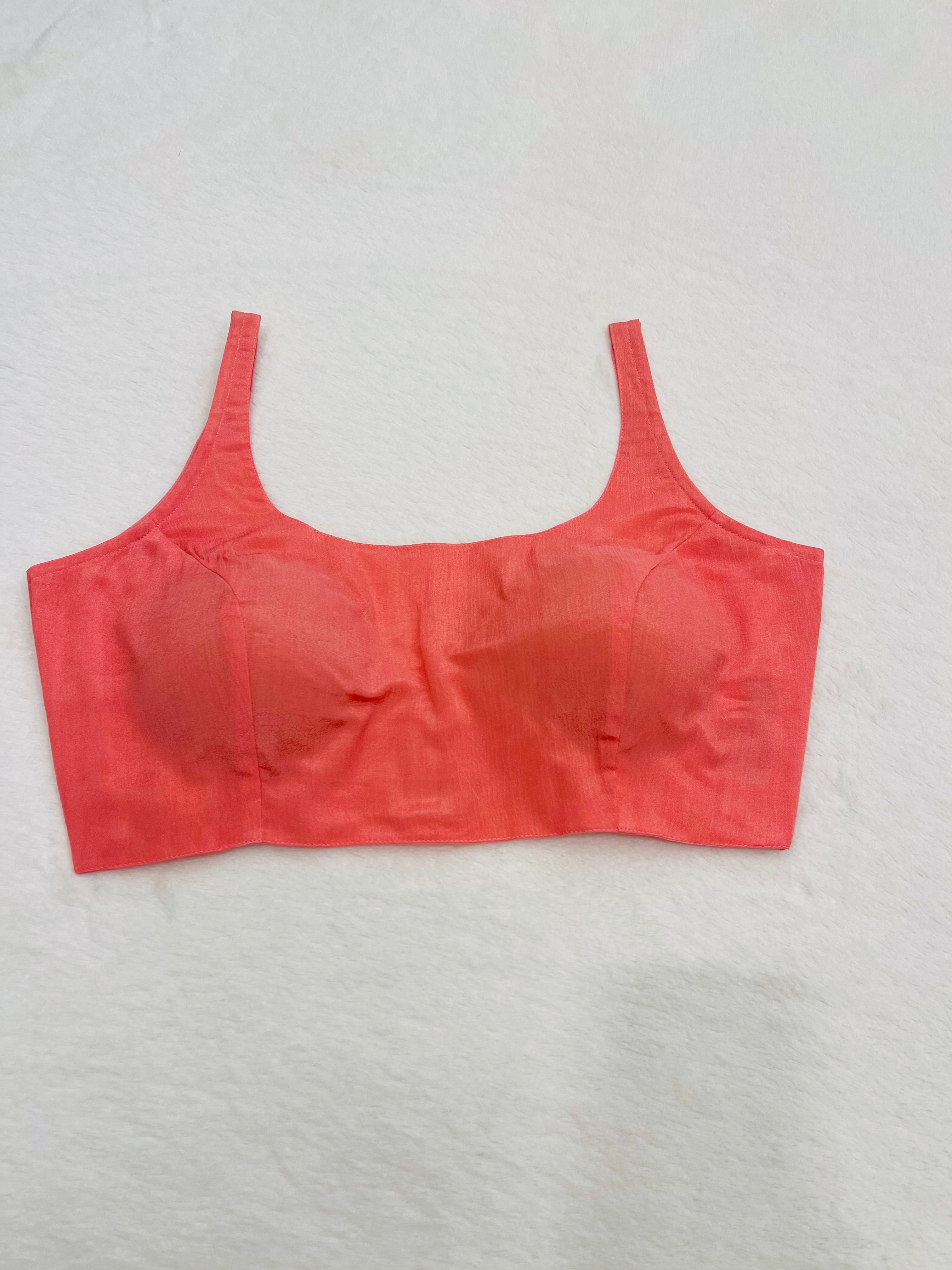 Peach chiffon sleeveless padded blouse for women