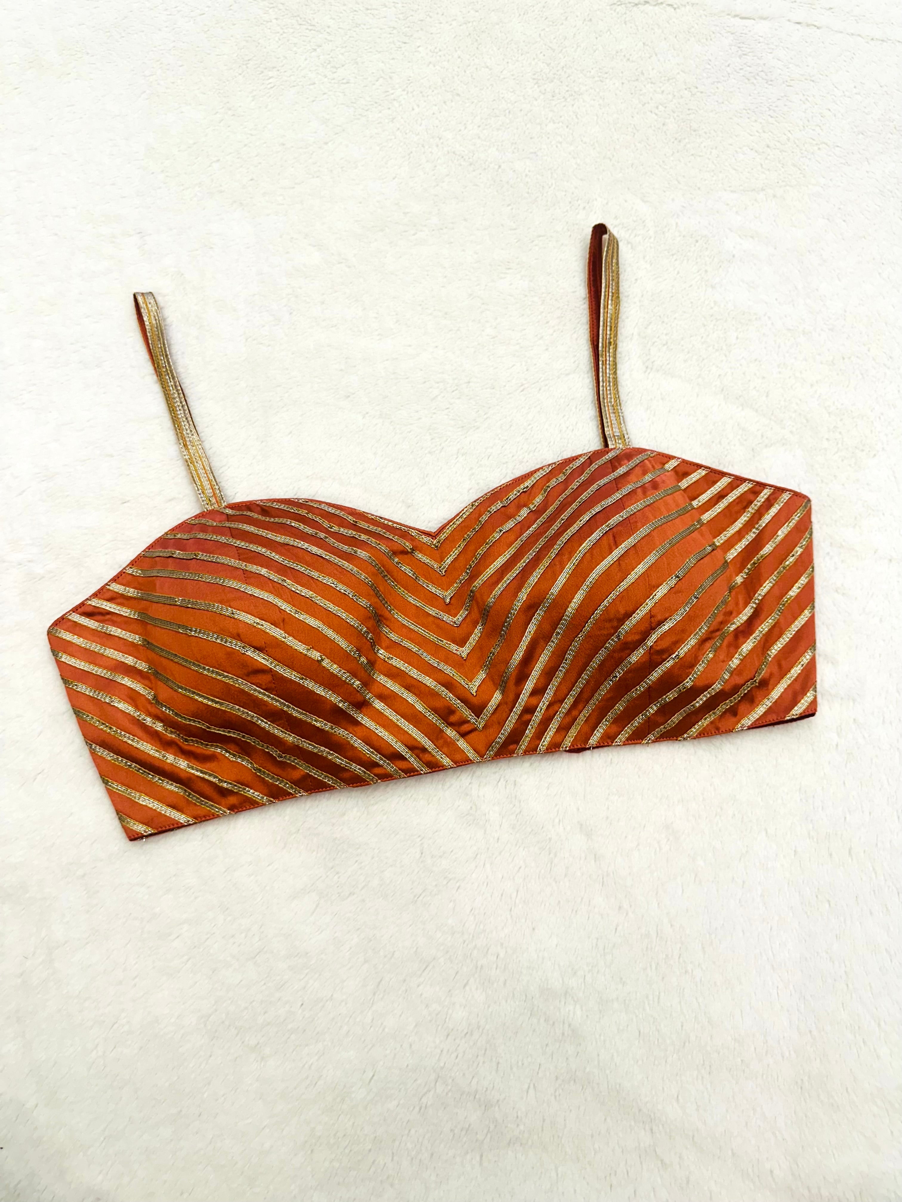 Rust Orange Satin Sleeveless Dress with Sweetheart Neck and Padded Cups