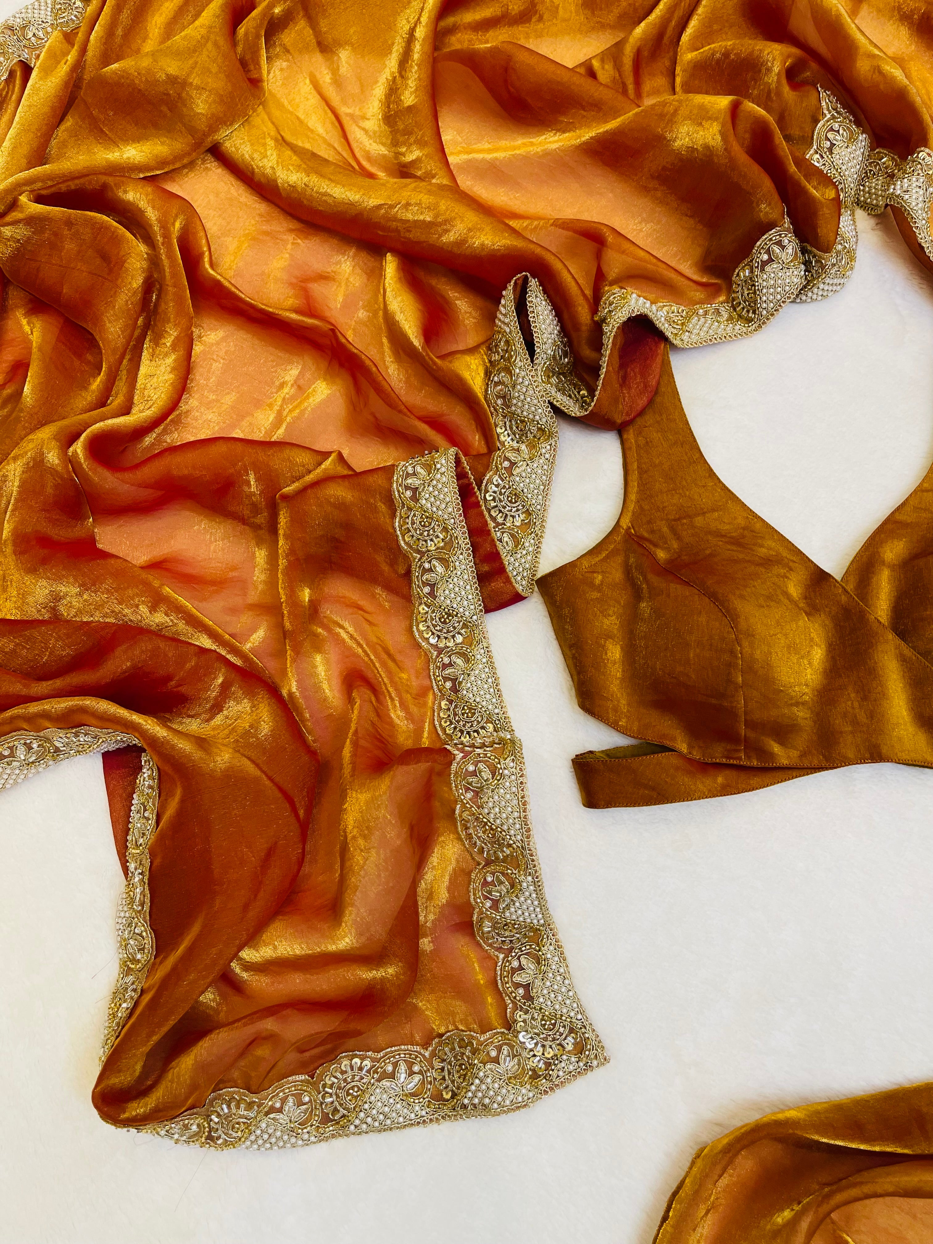 Pure organza saree drape in elegant finish