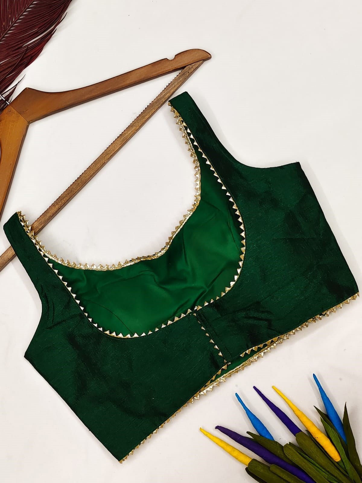 Deep neck lace Cotton Silk Blouse