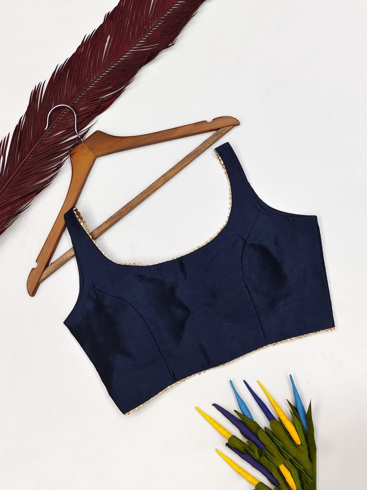 Deep neck lace Cotton Silk Blouse