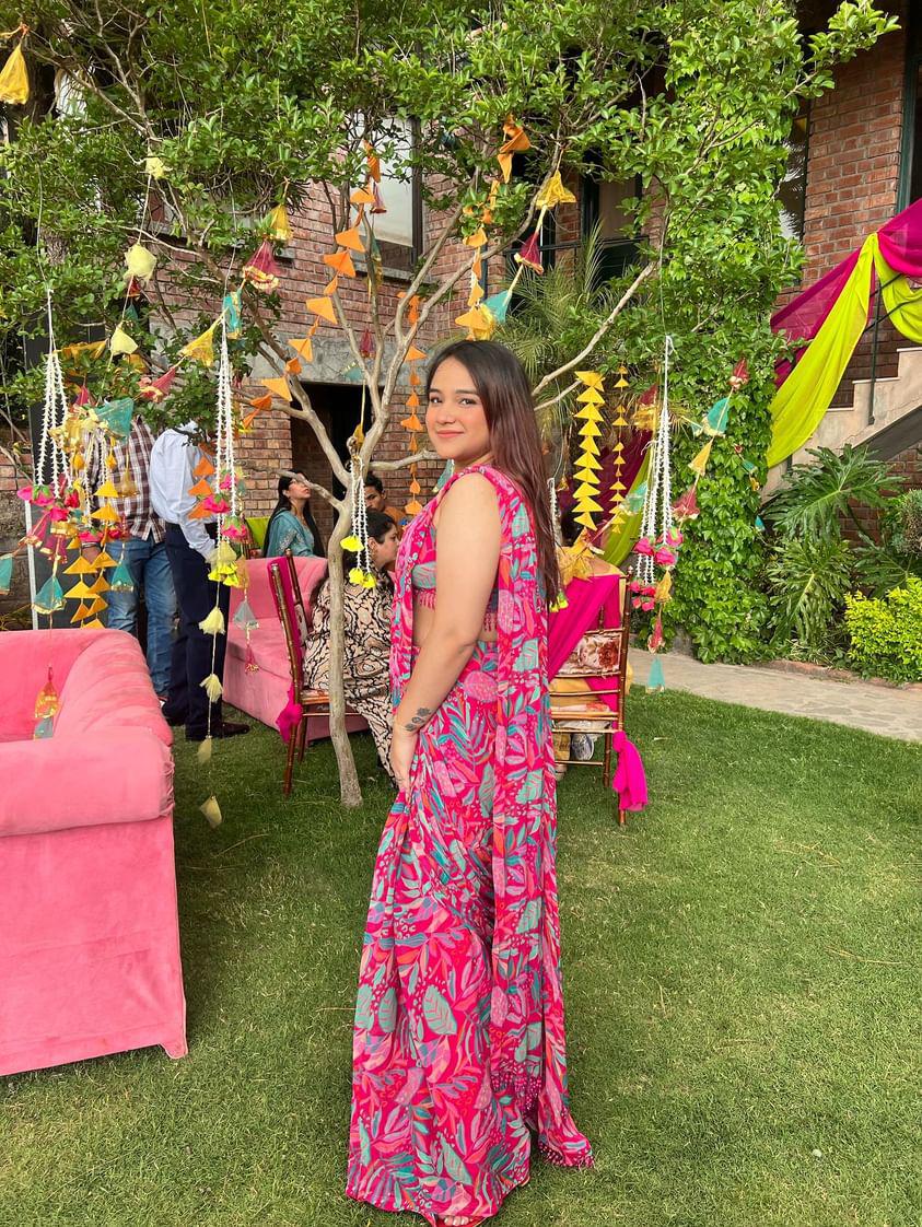 Mohini Pink Pre Draped Saree