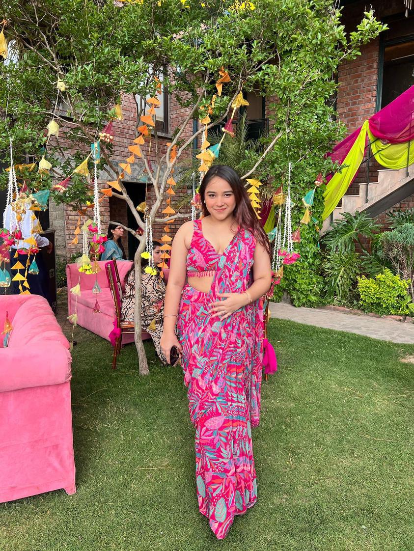 Mohini Pink Pre Draped Saree