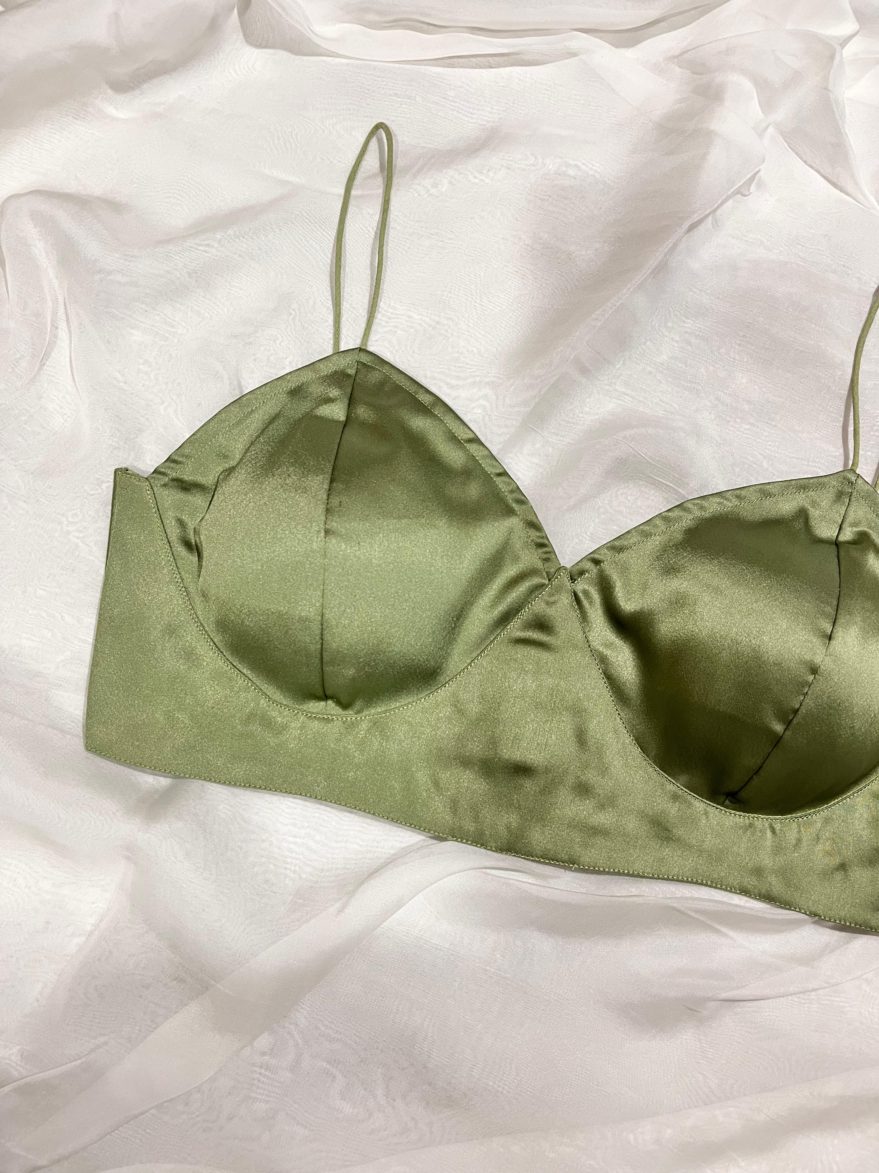 Moss Green Satin Blouse