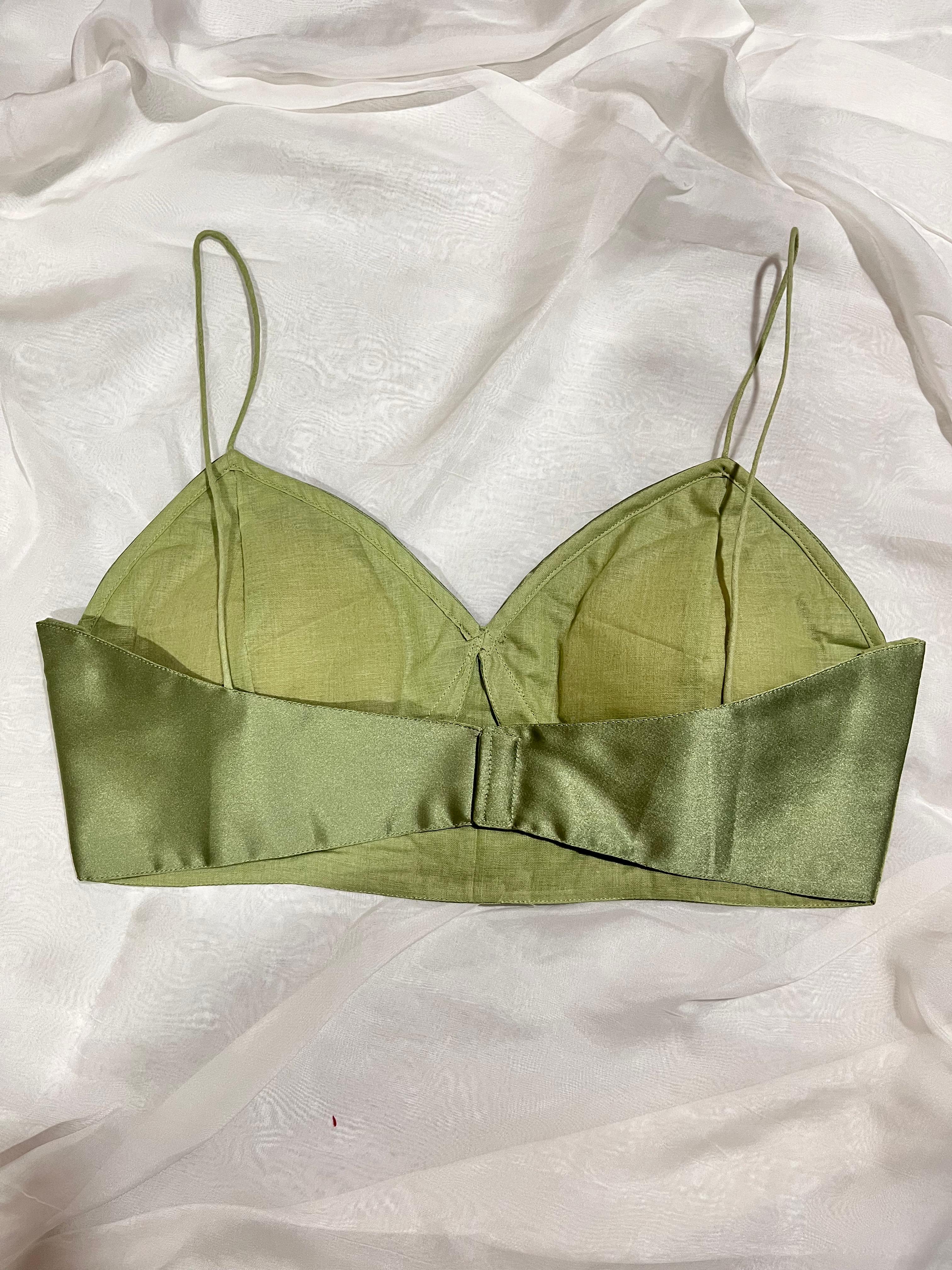 Moss Green Satin Blouse