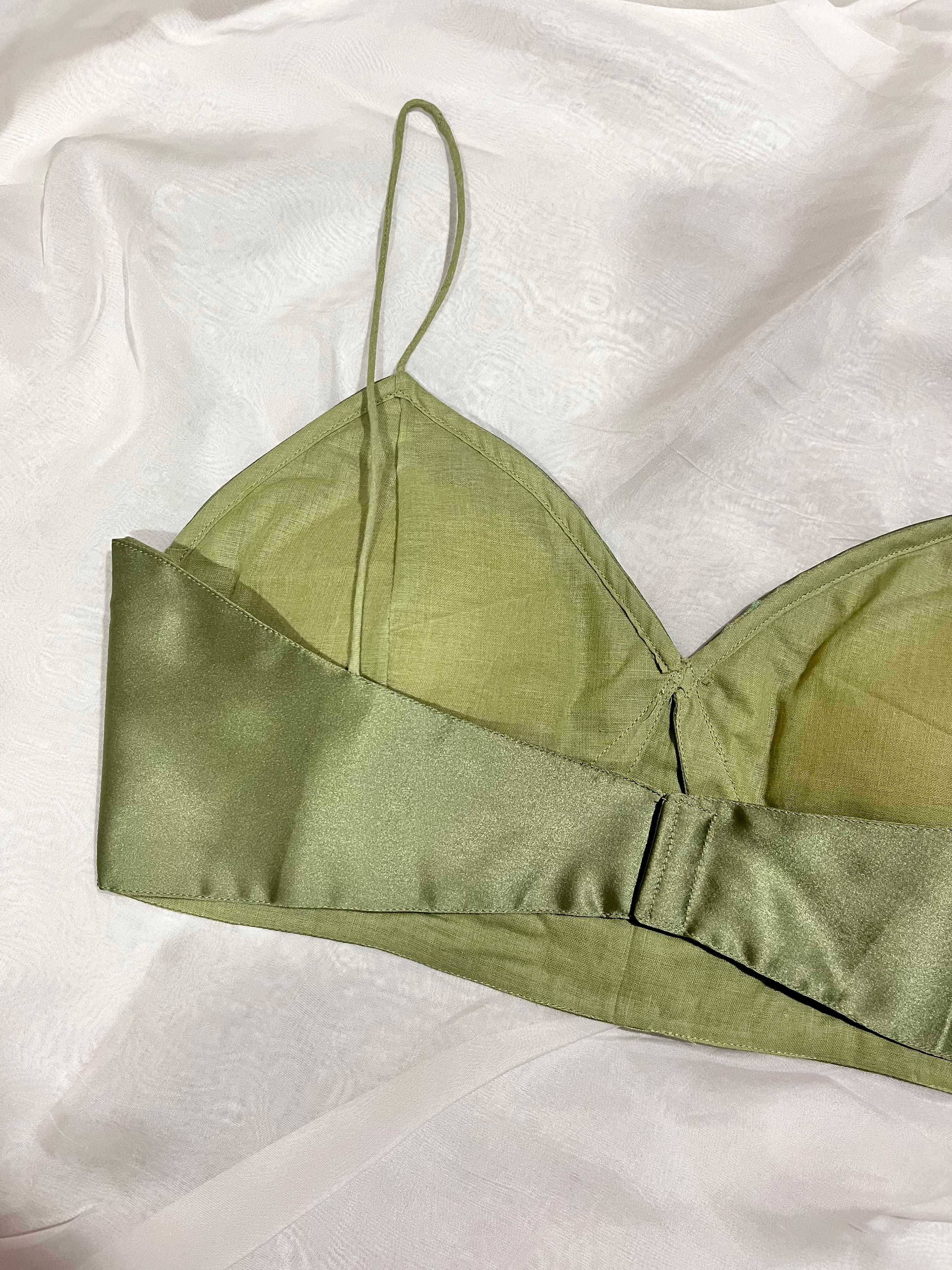 Moss Green Satin Blouse