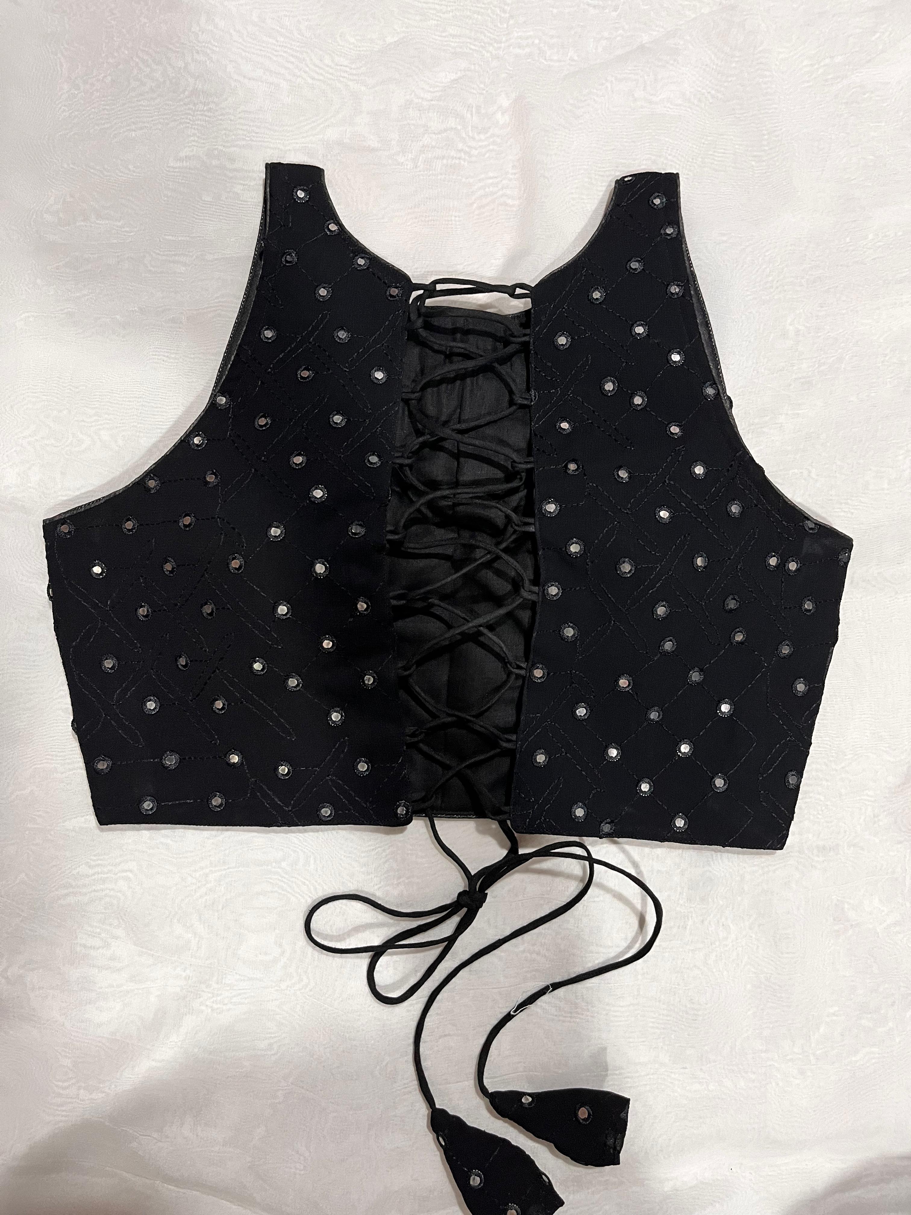 Zehra Black mirror work blouse