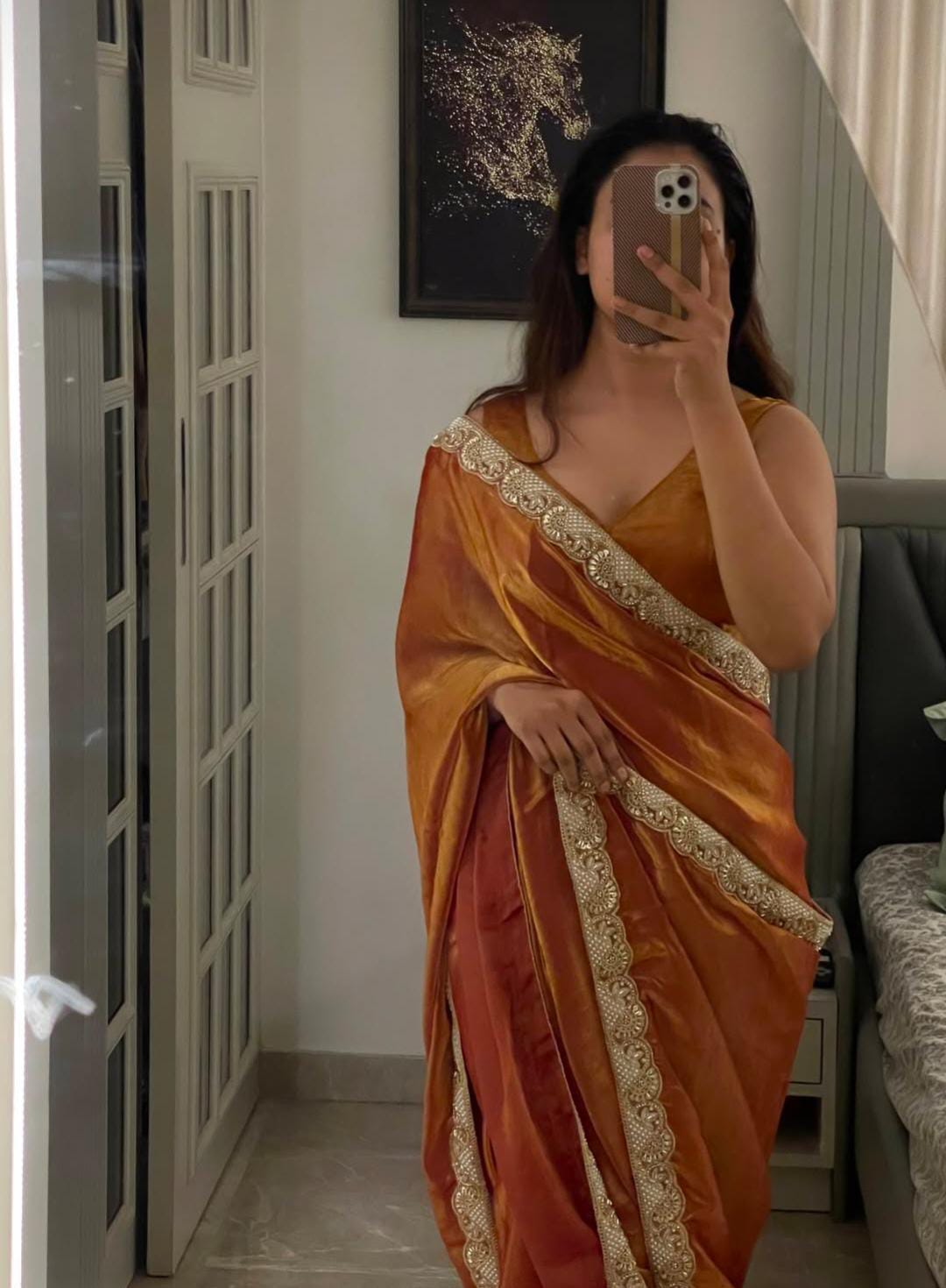 Sakhi Gold With pearls Saree