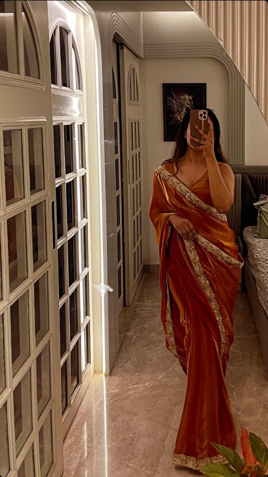 Sakhi Gold With pearls Saree