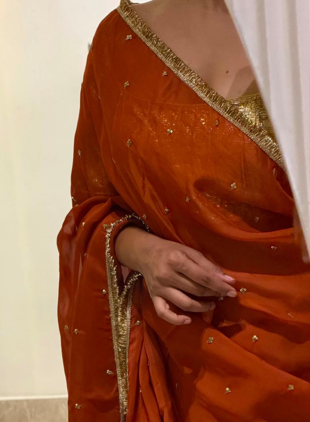 Orange Sky Handwork Saree
