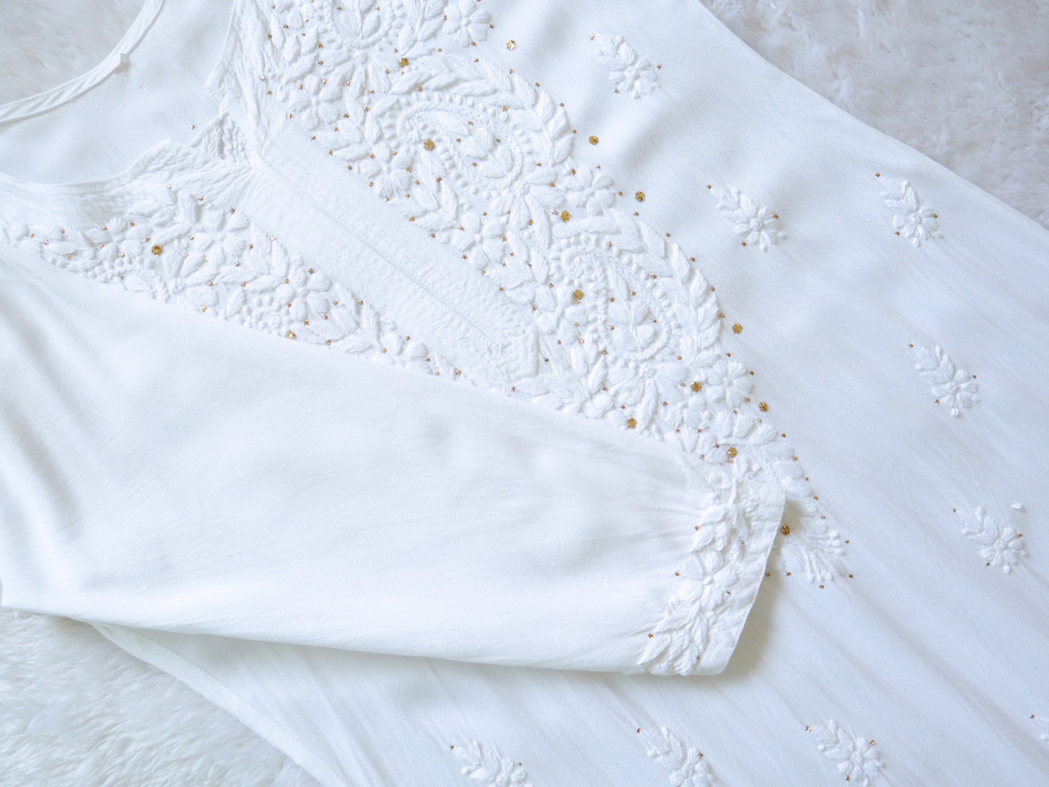 Gul White 2 piece Rayon Kurta Plazzo set
