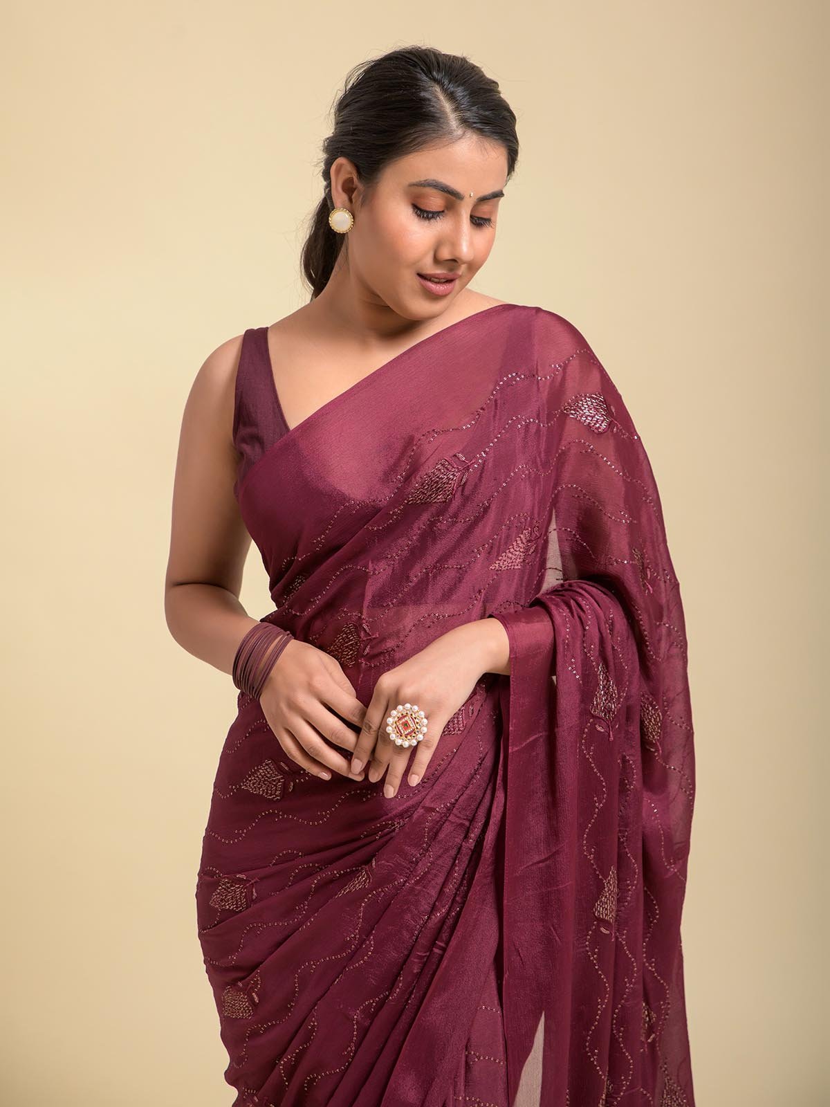 Red Dahlia Saree