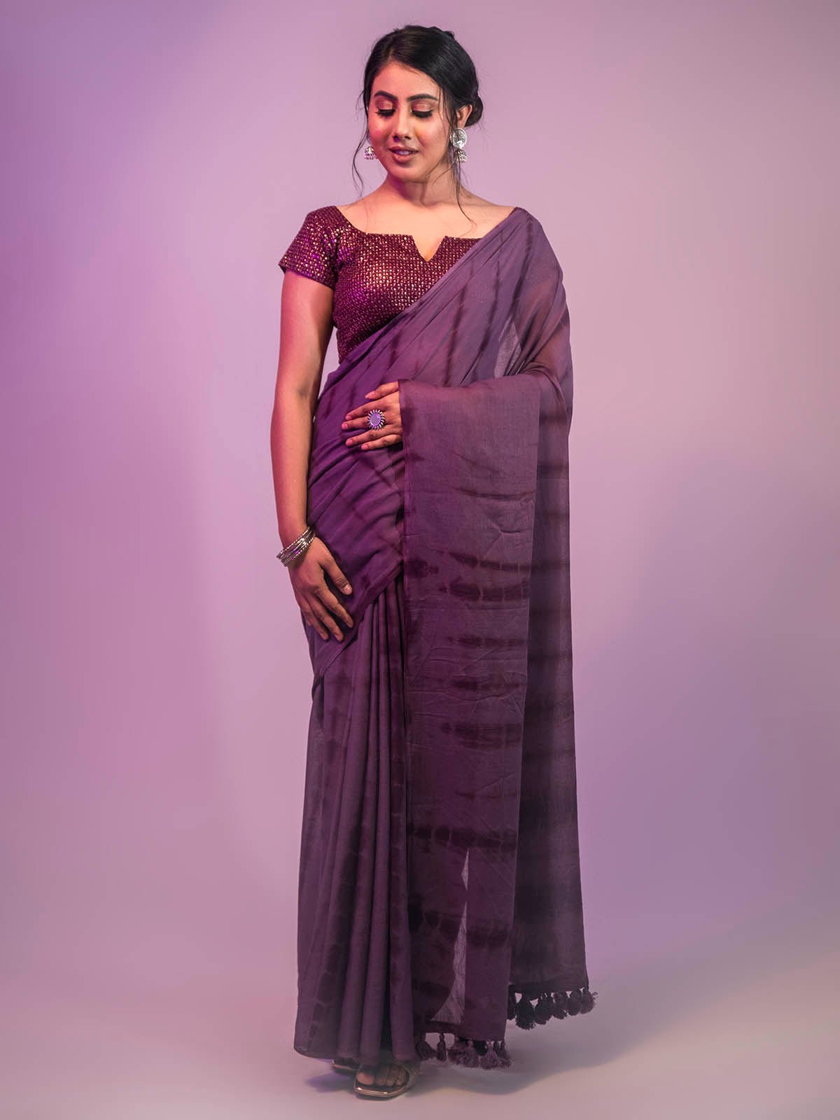 Shibori Mul Cotton Saree