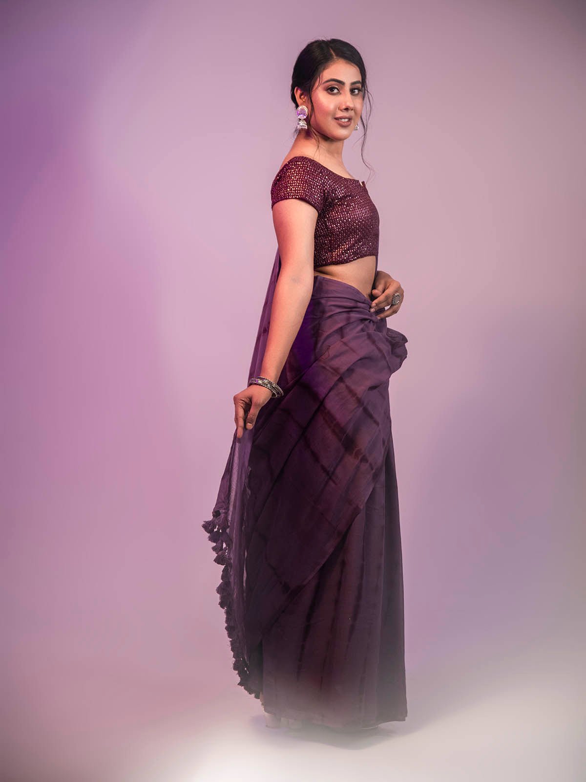 Shibori Mul Cotton Saree