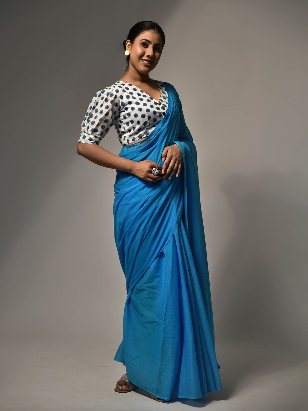 Badal Mul Cotton Sky Blue Saree