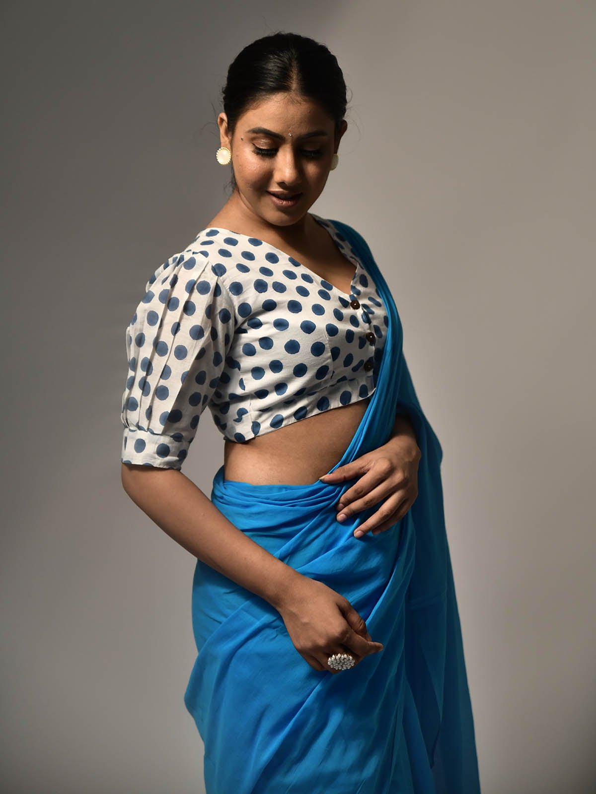 Badal Mul Cotton Sky Blue Saree