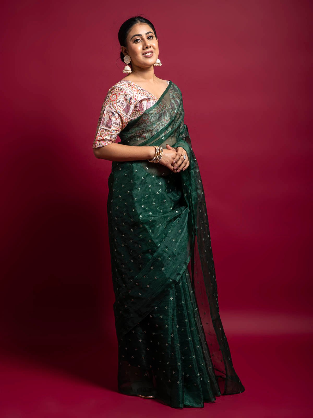 Nature's Love Green Organza Saree