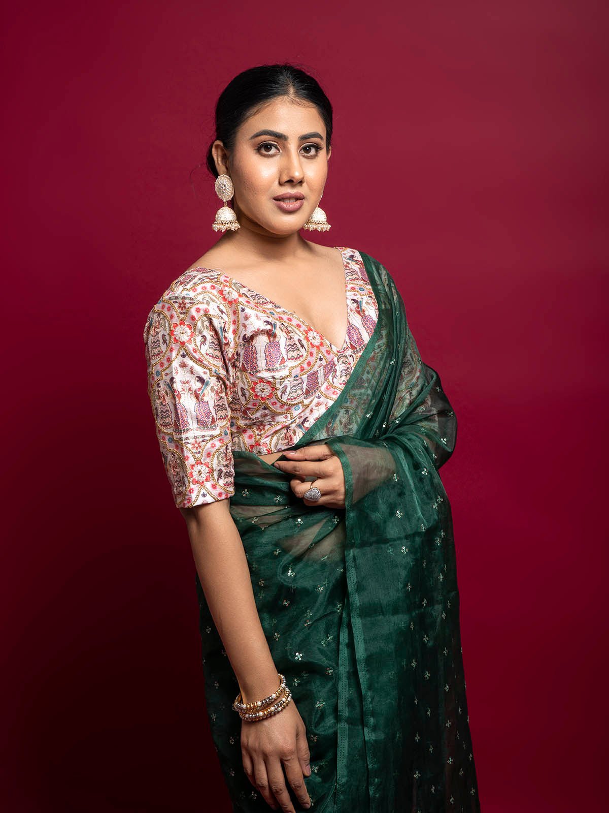 Nature's Love Green Organza Saree