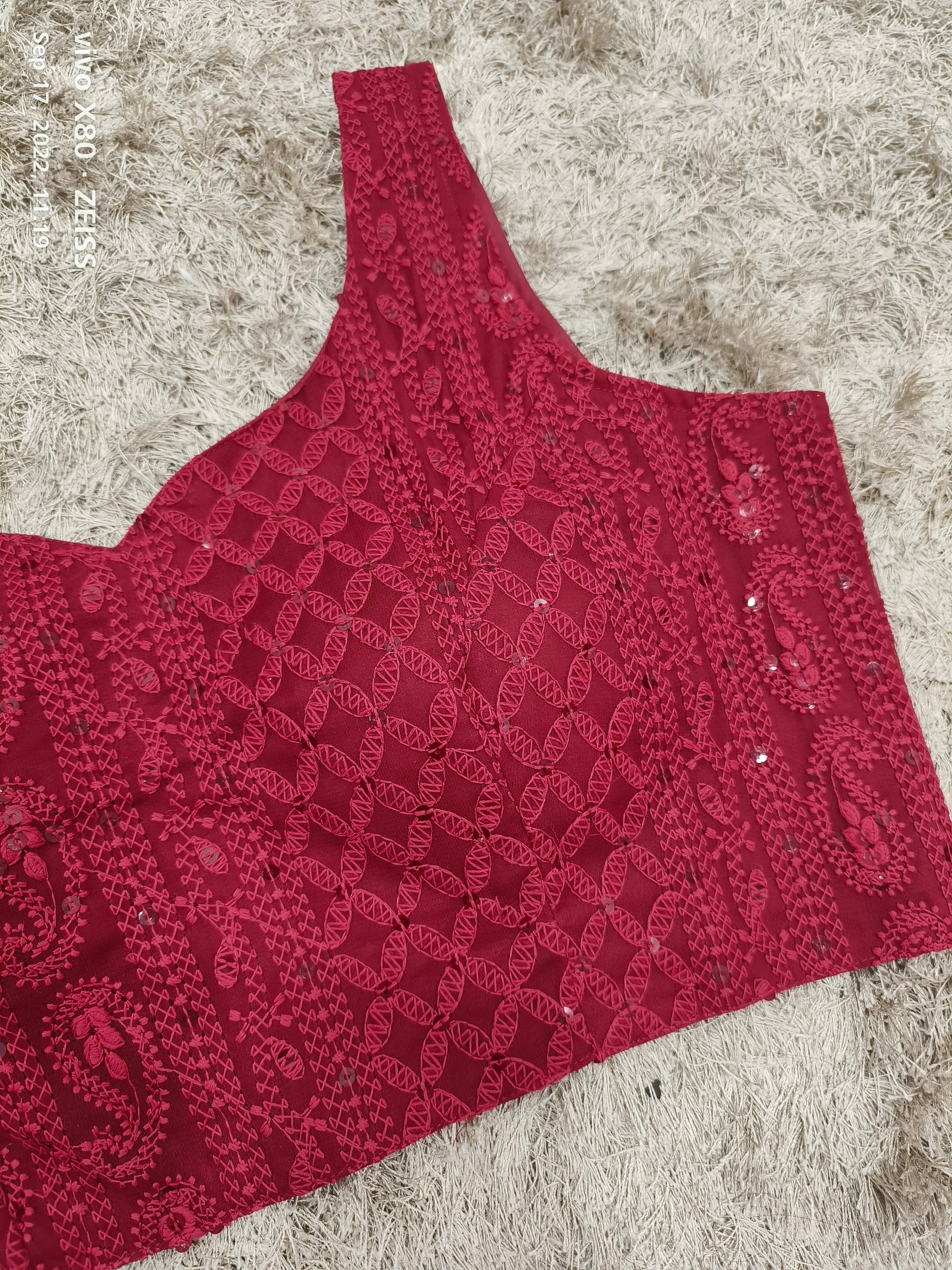 Sagun Maroon lucknowi style blouse