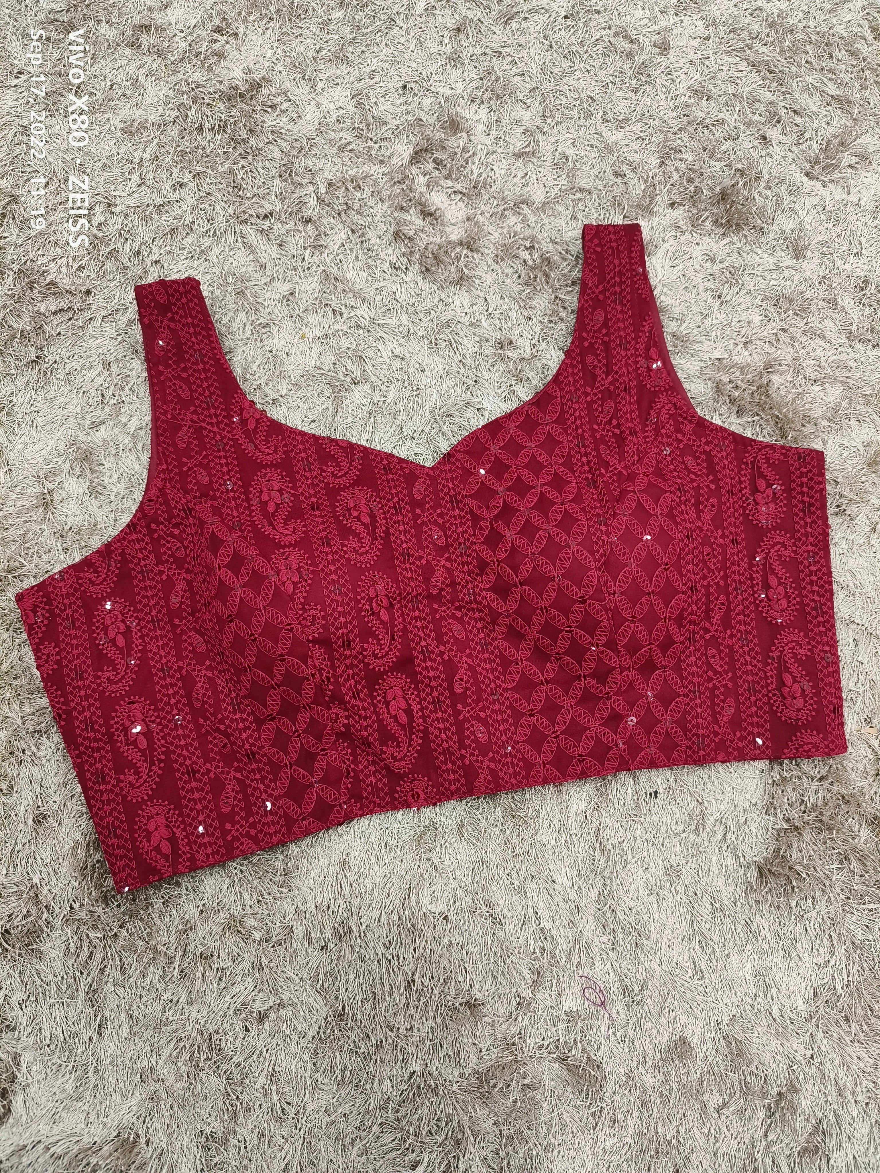 Sagun Maroon lucknowi style blouse