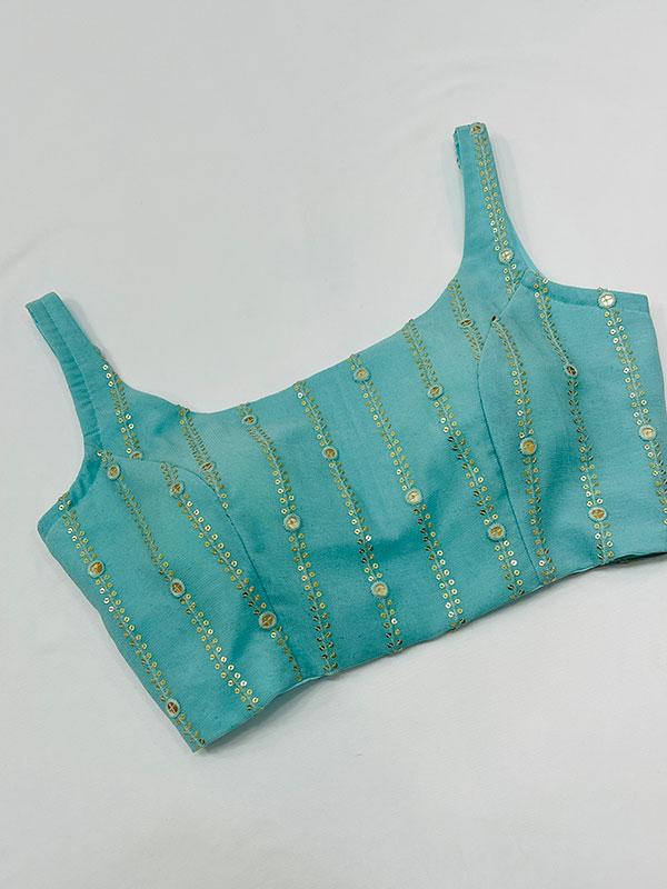 Powder Blue Chikankari Work Blouse