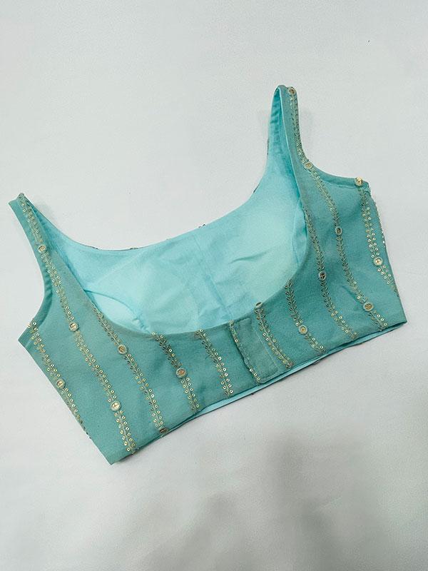 Powder Blue Chikankari Work Blouse