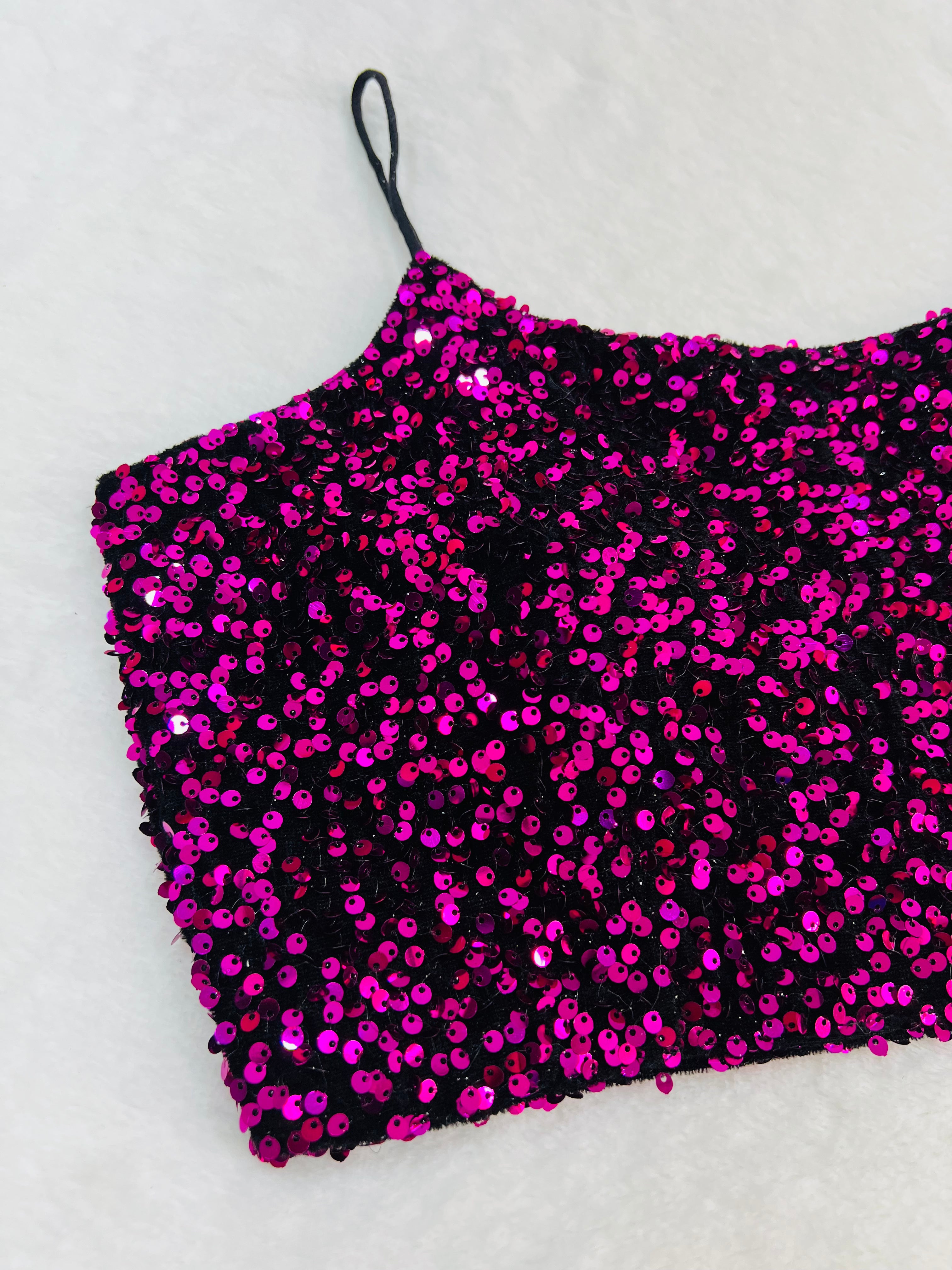 Pink velvet sequin blouse