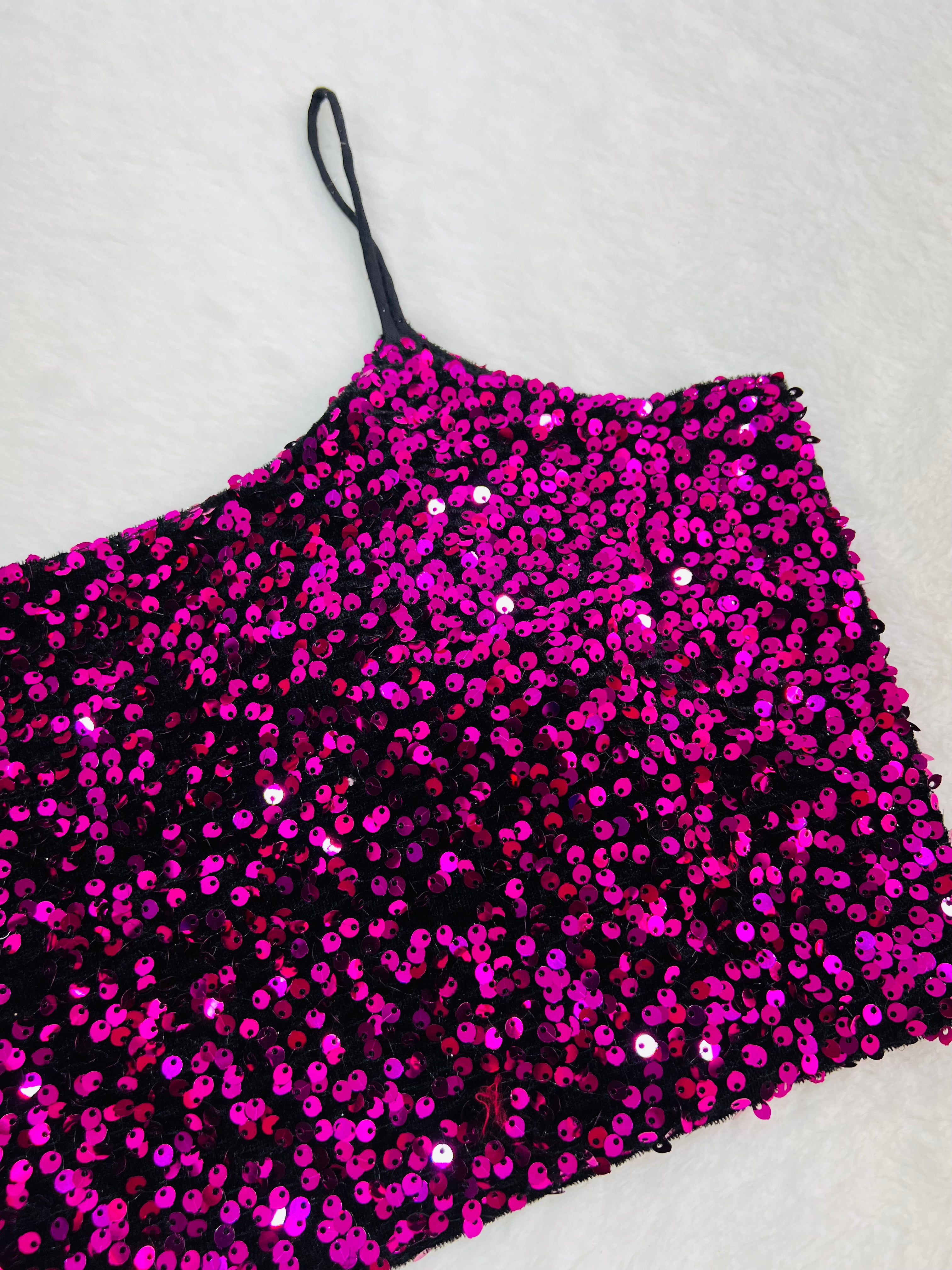 Pink velvet sequin blouse