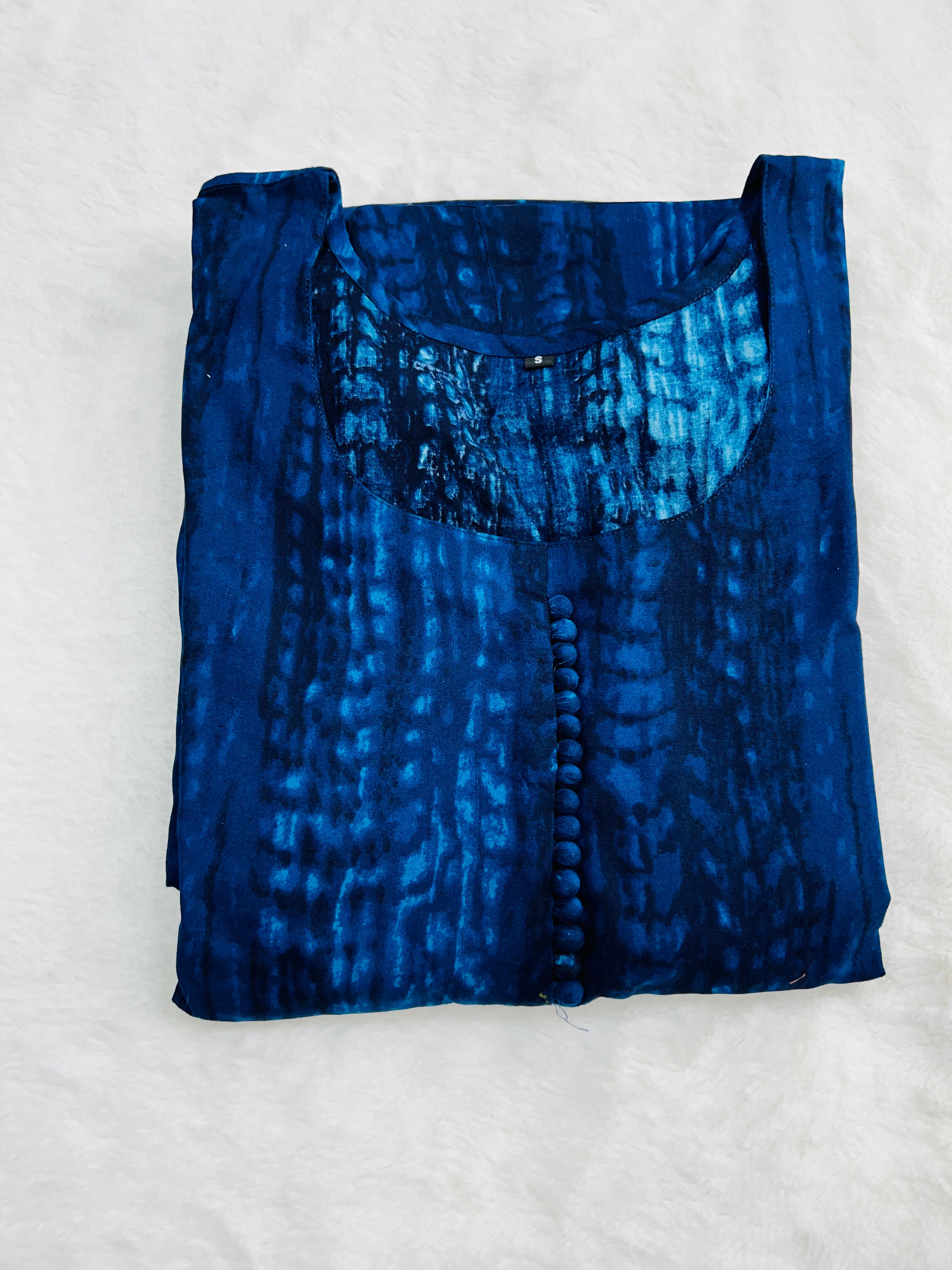 Navy blue tie dye style gown