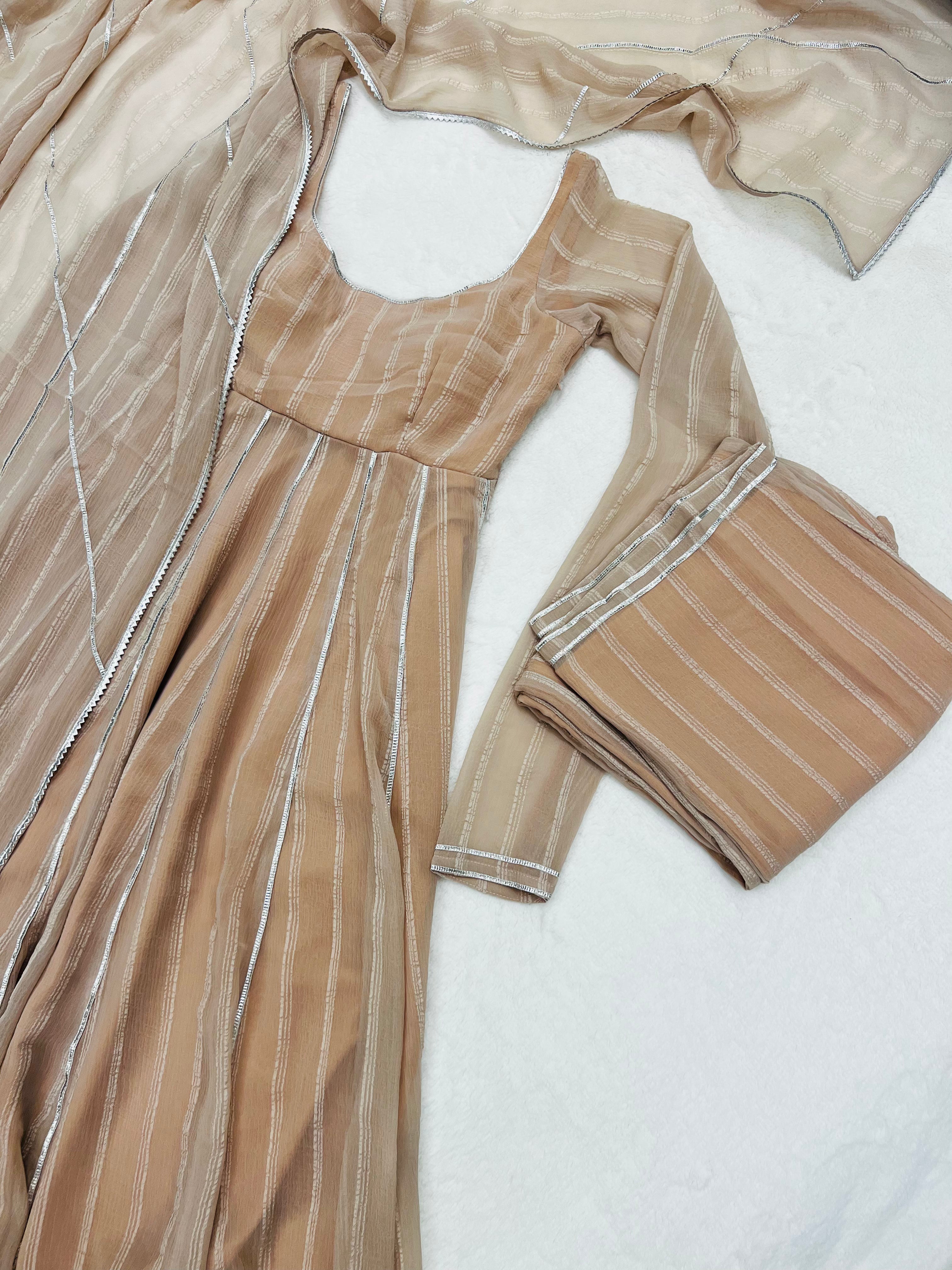 Espresso gotta work anarkali gown