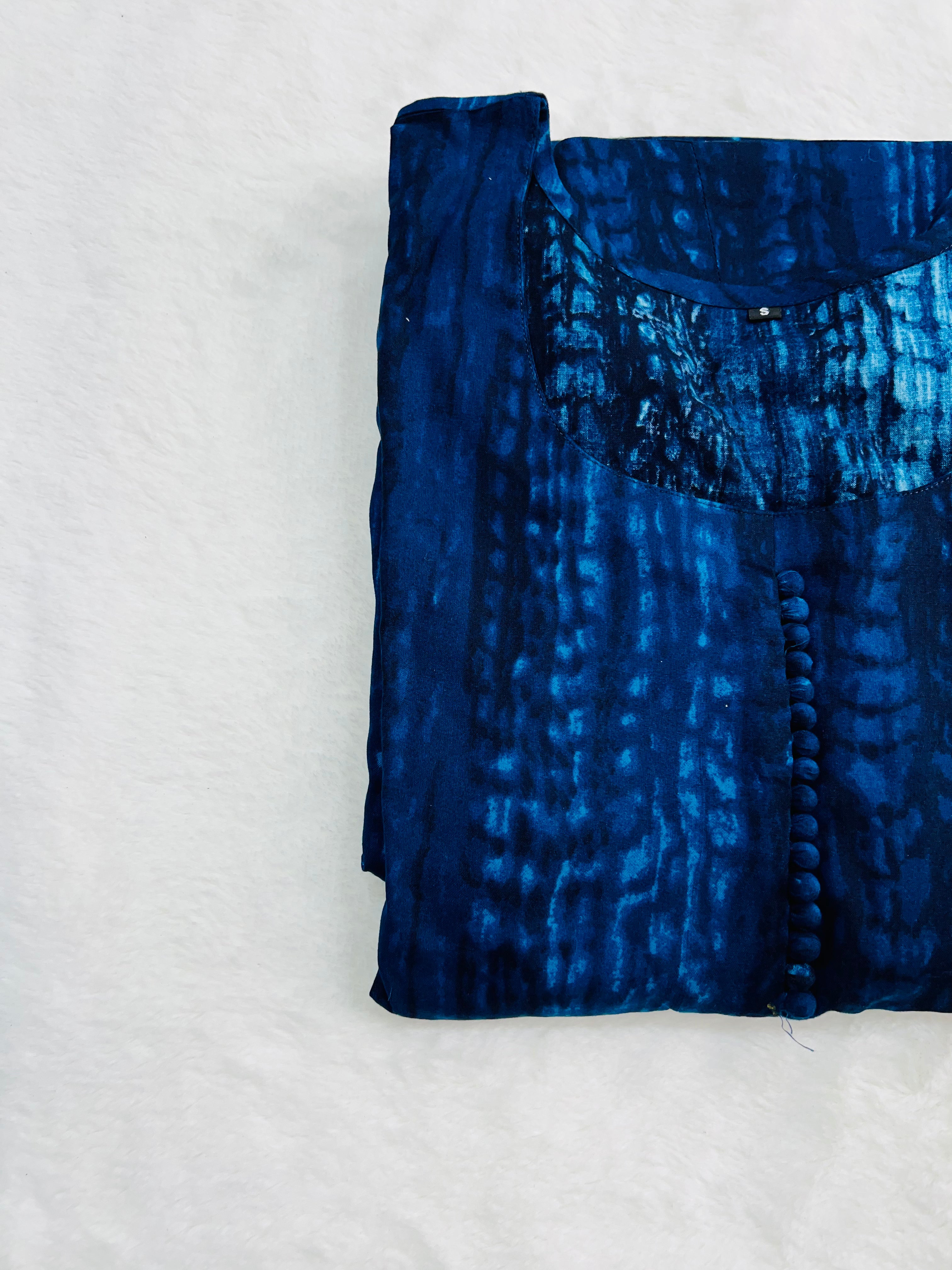 Navy blue tie dye style gown