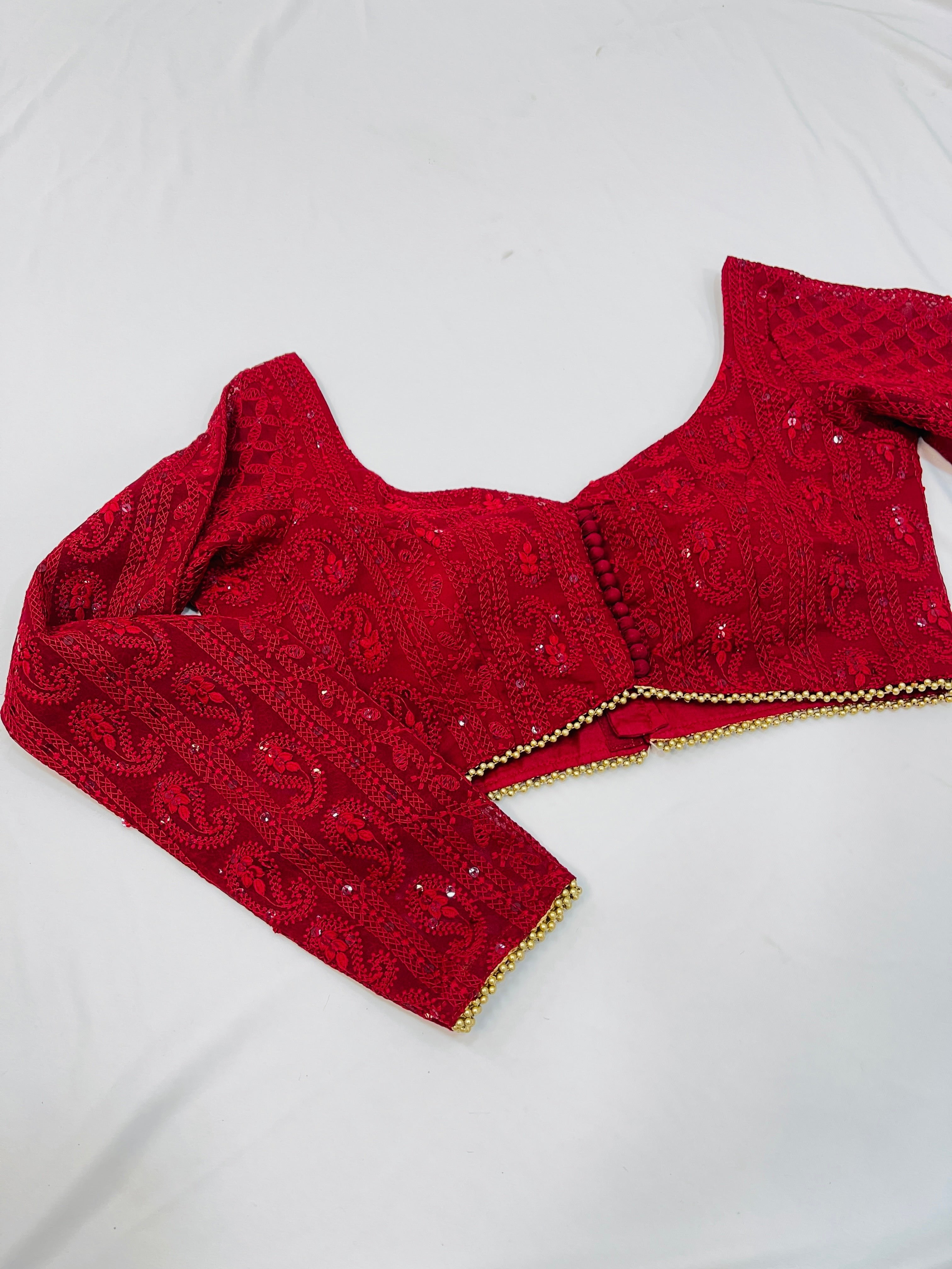 full sleeves red blouse