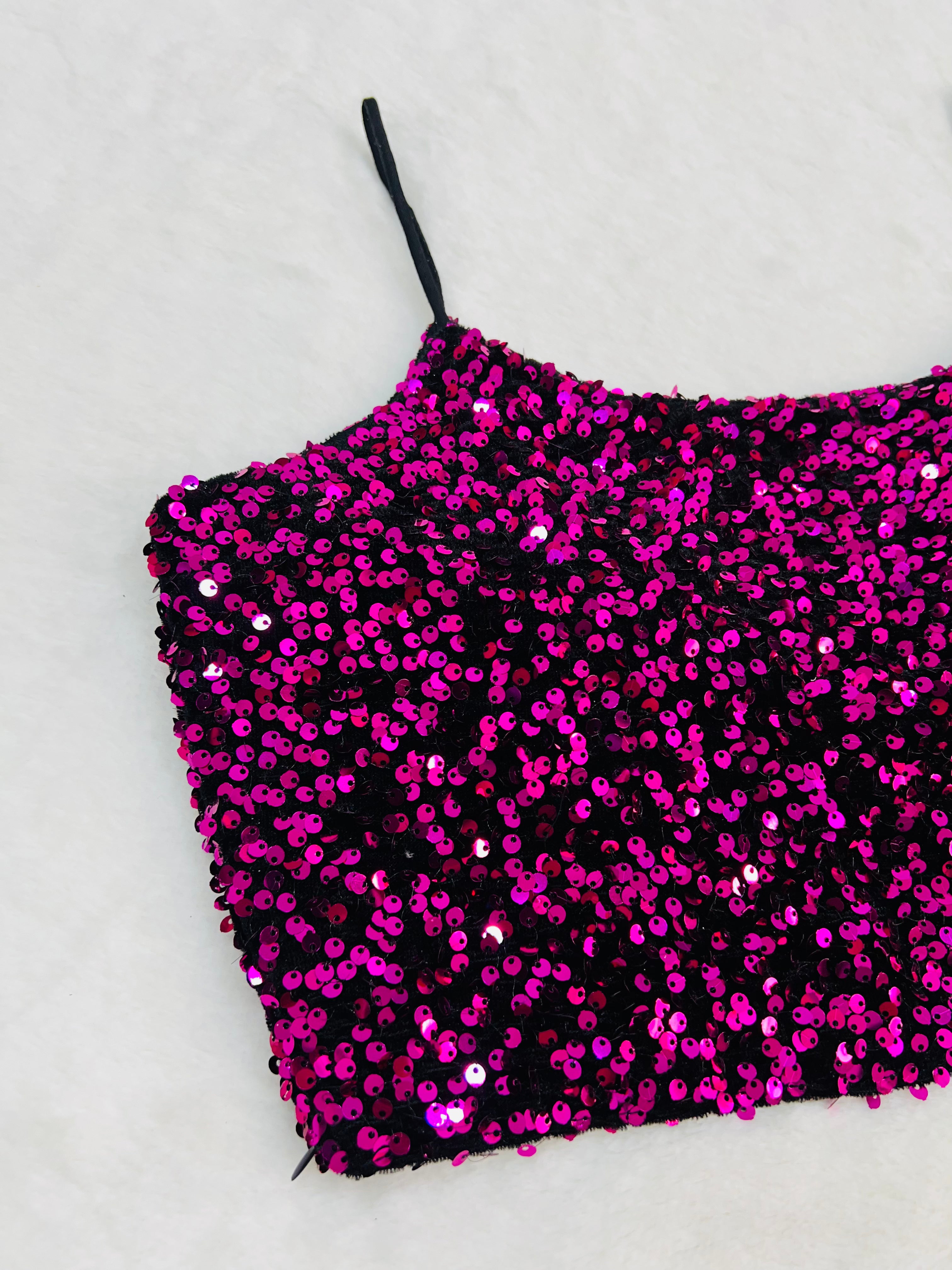 Pink velvet sequin blouse