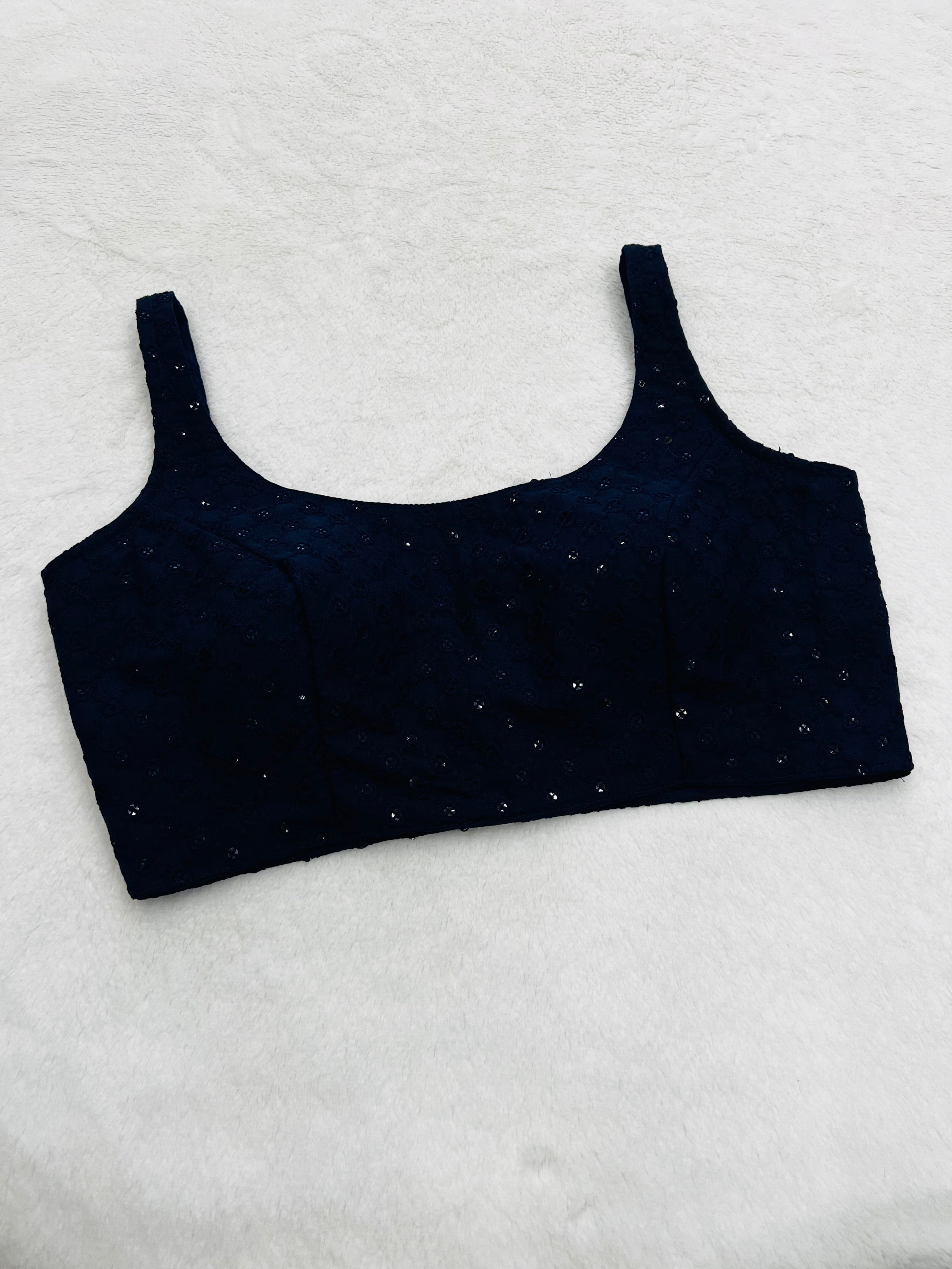 Navy Blue Cotton Lakhnavi Blouse