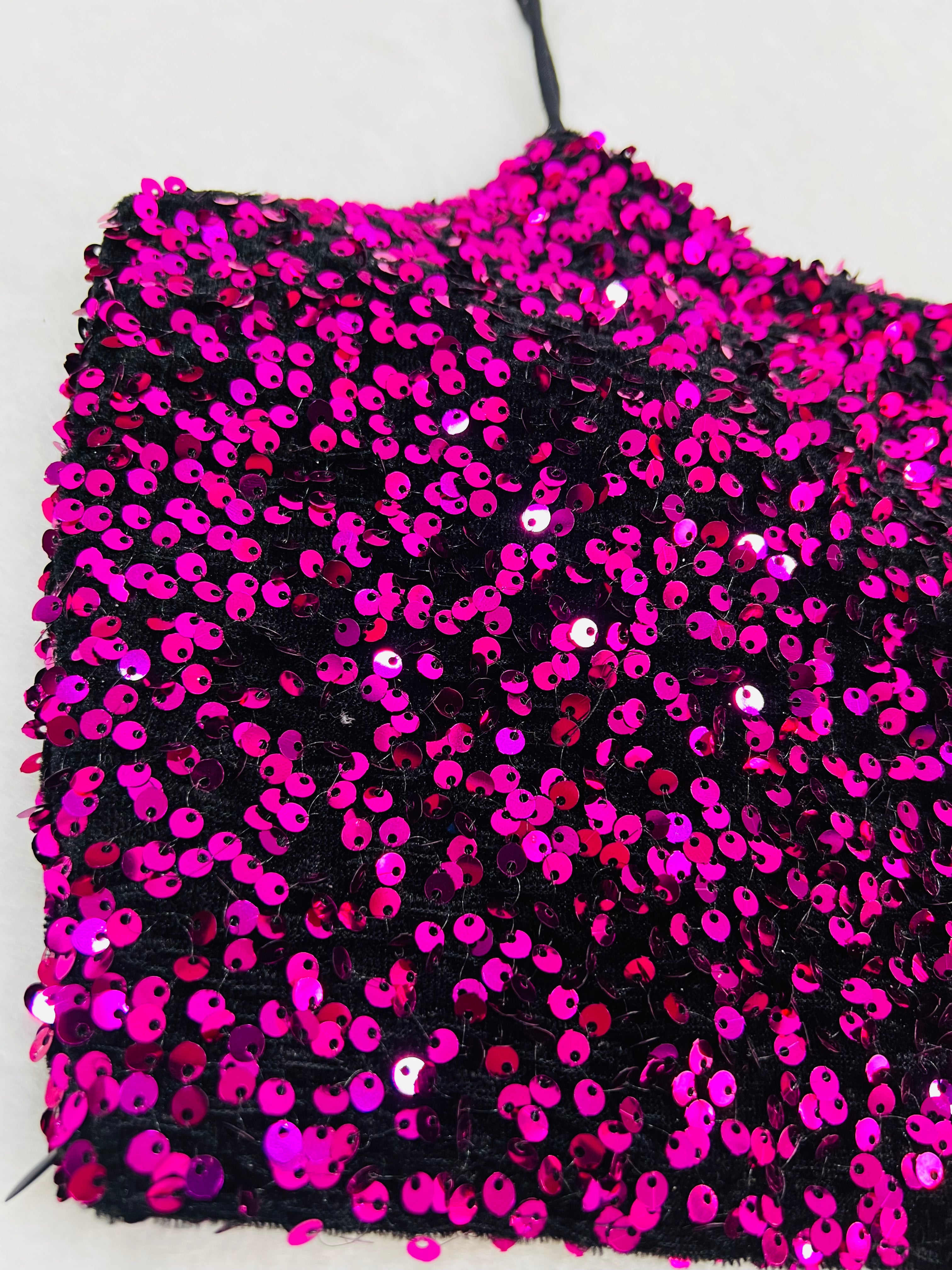 Pink velvet sequin blouse