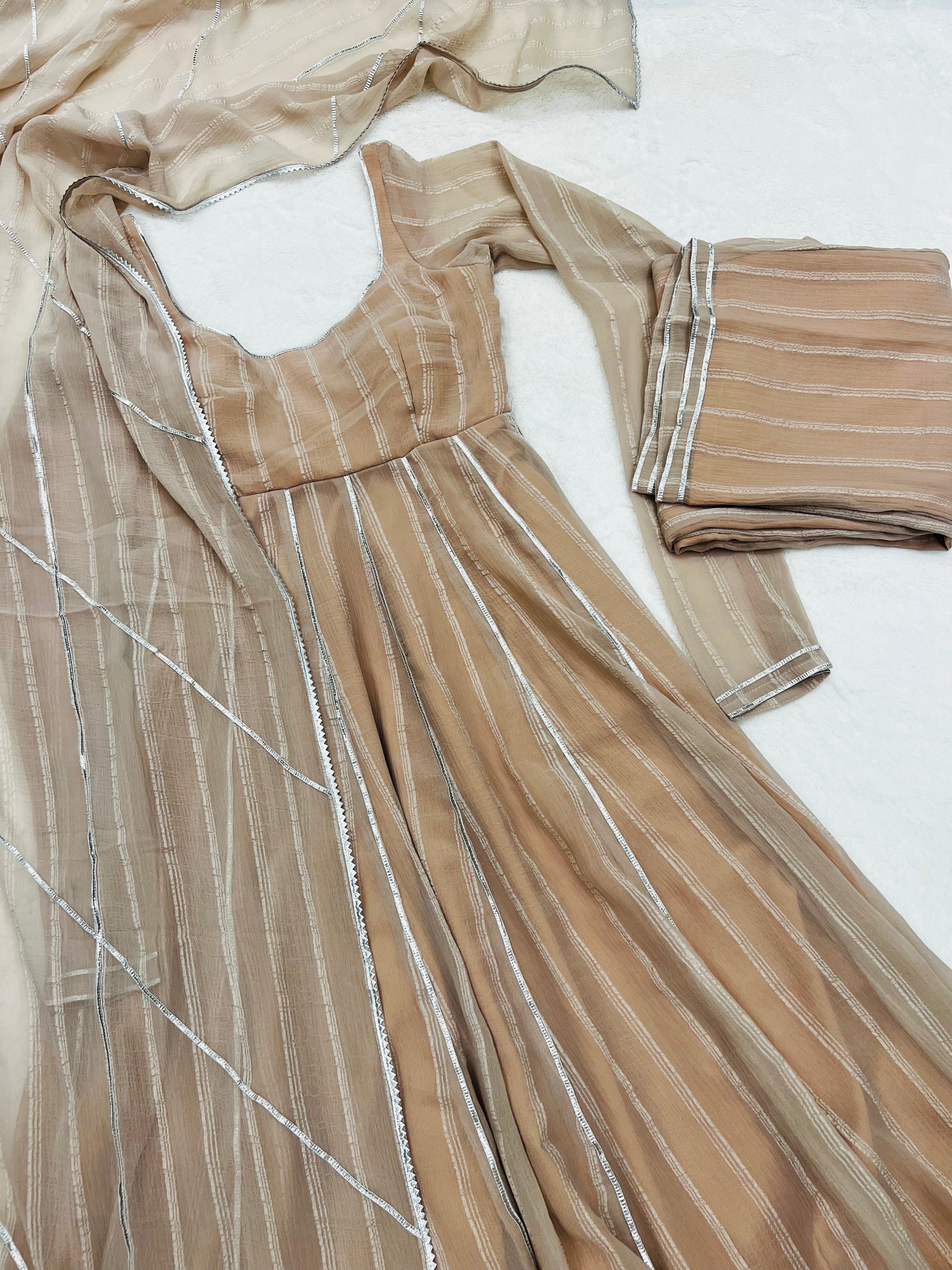 Espresso gotta work anarkali gown