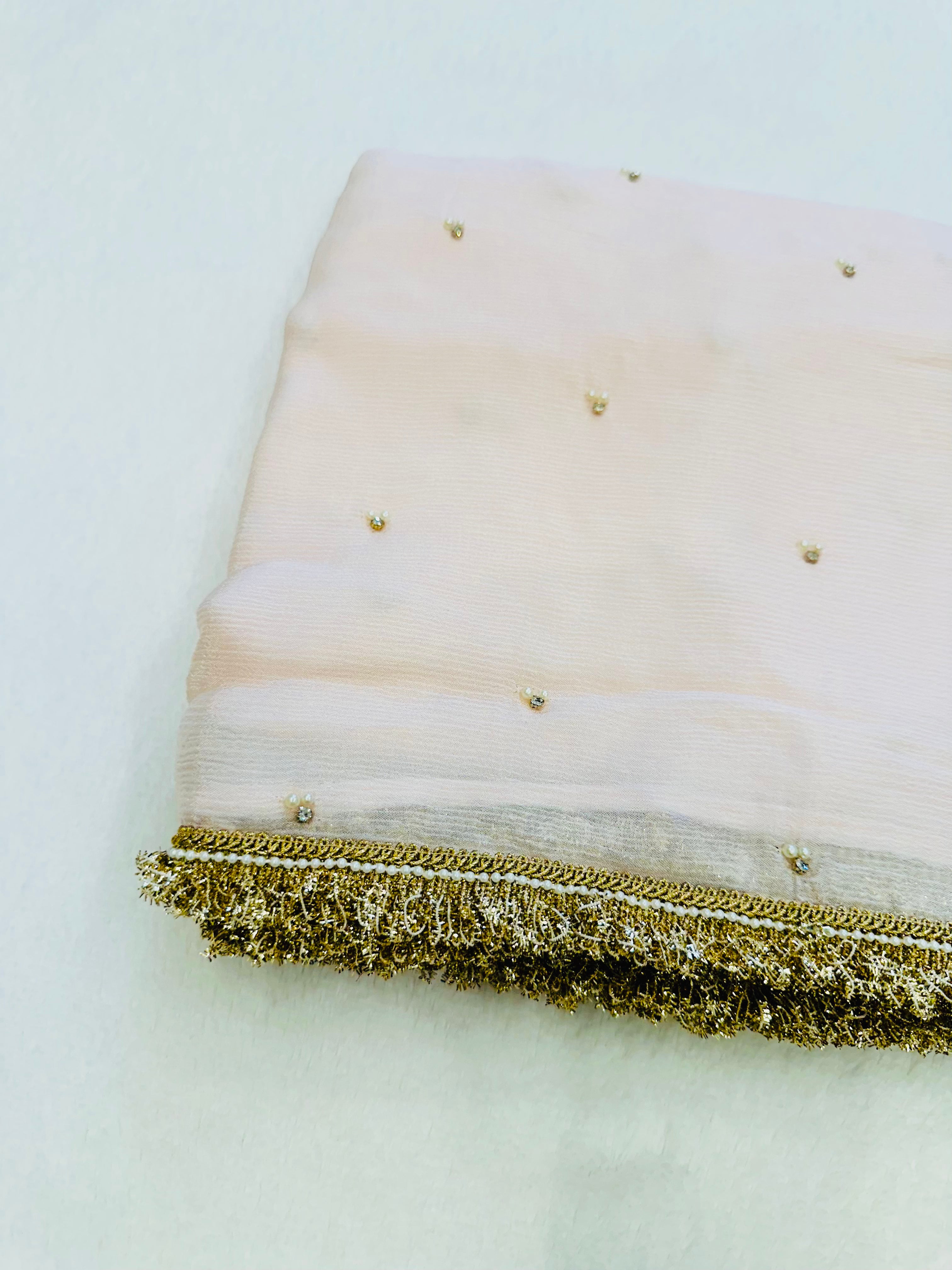 Blush pink pearl saree